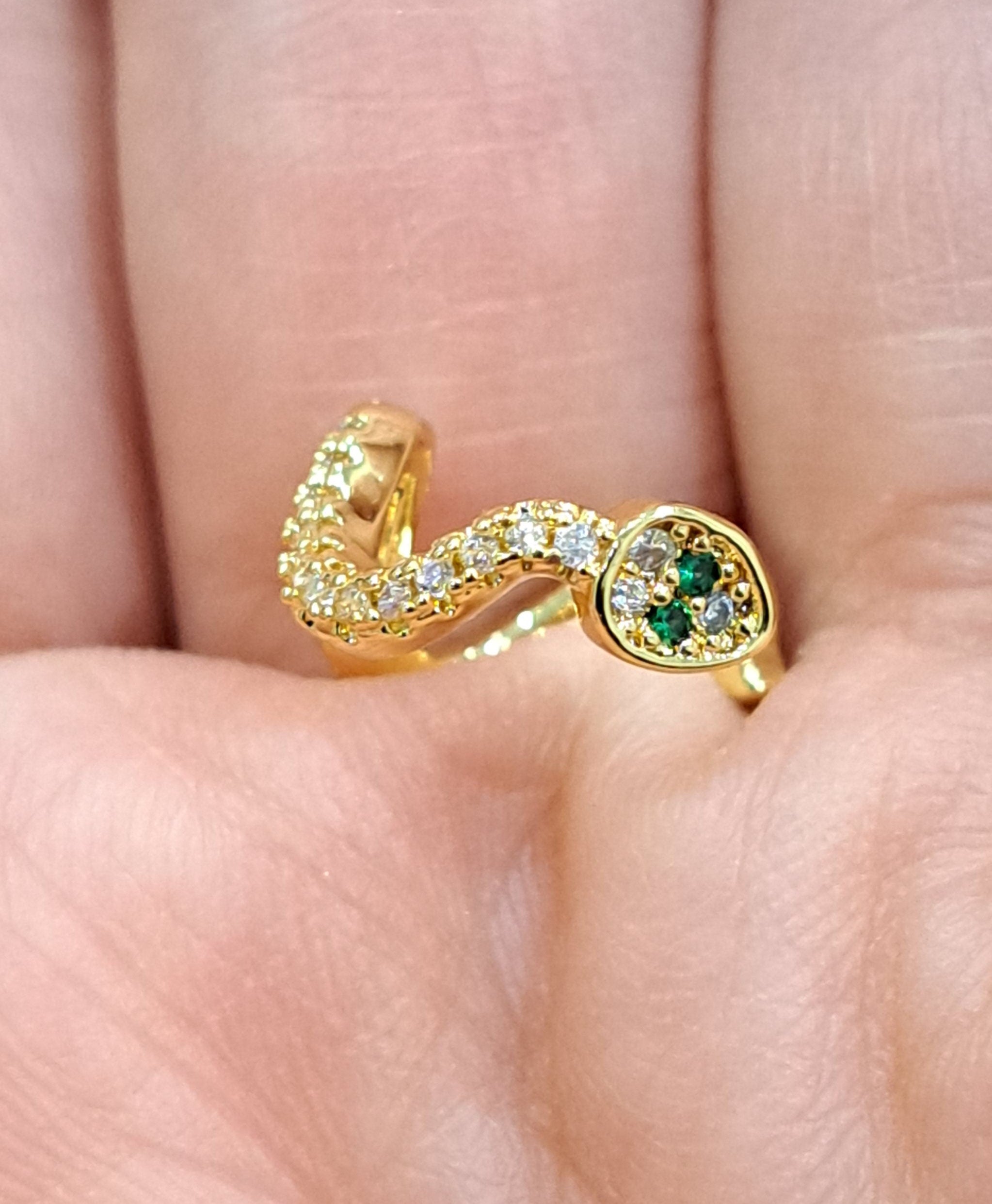 Small Gold Snake Swarovski Crystal Slide-On Cuff Earring