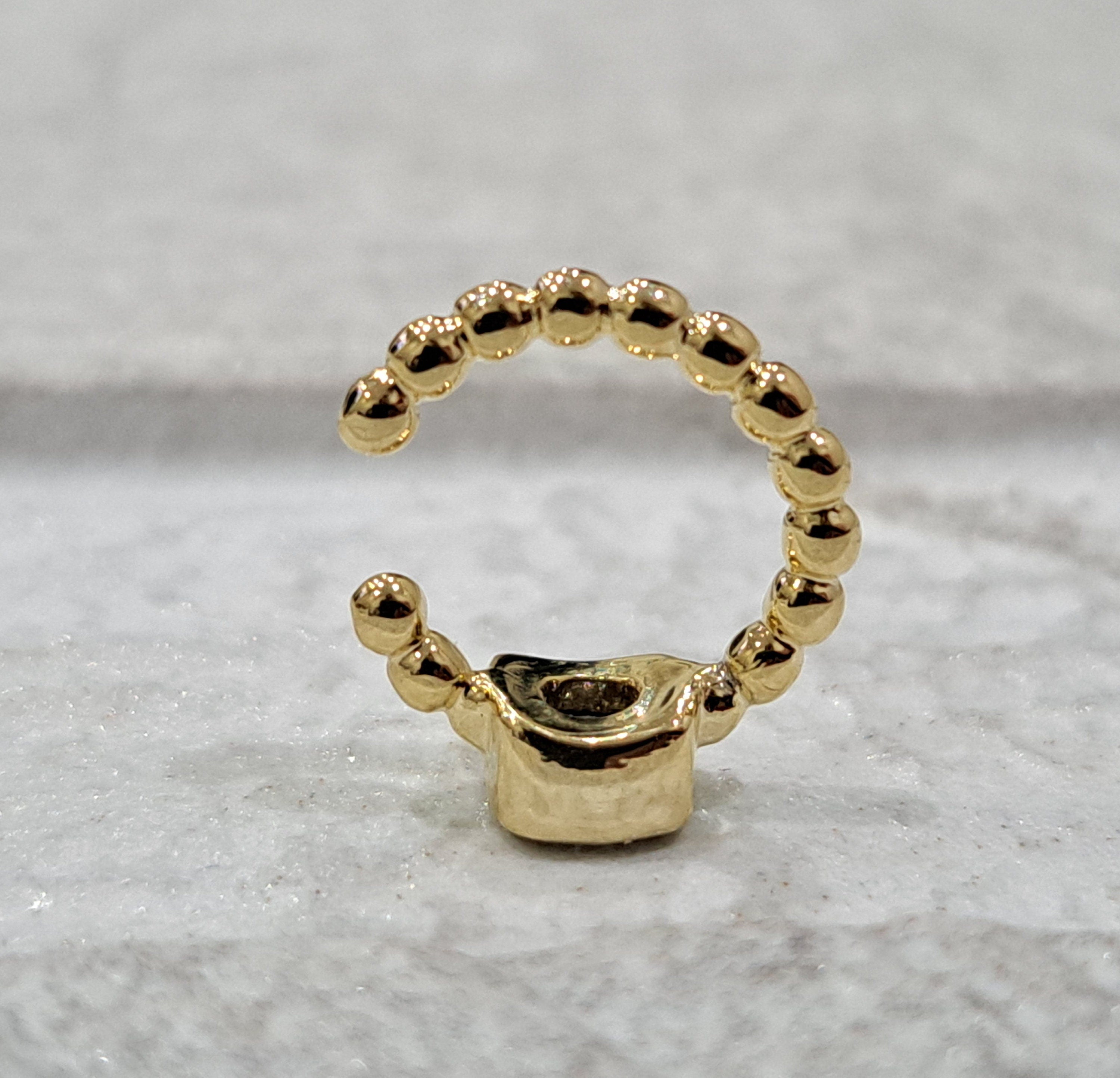 Small Gold Plated Square Swarovski Crystal Slide on Ear Cuff