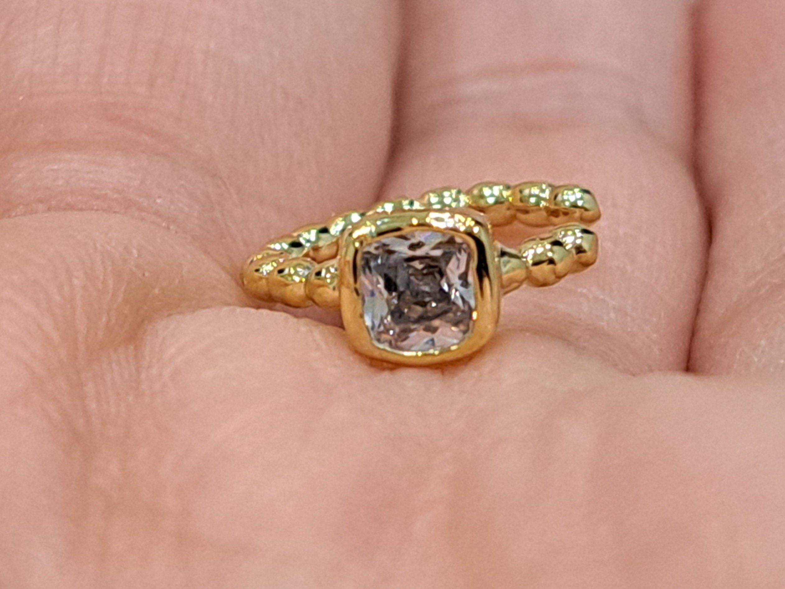 Small Gold Plated Square Swarovski Crystal Slide on Ear Cuff