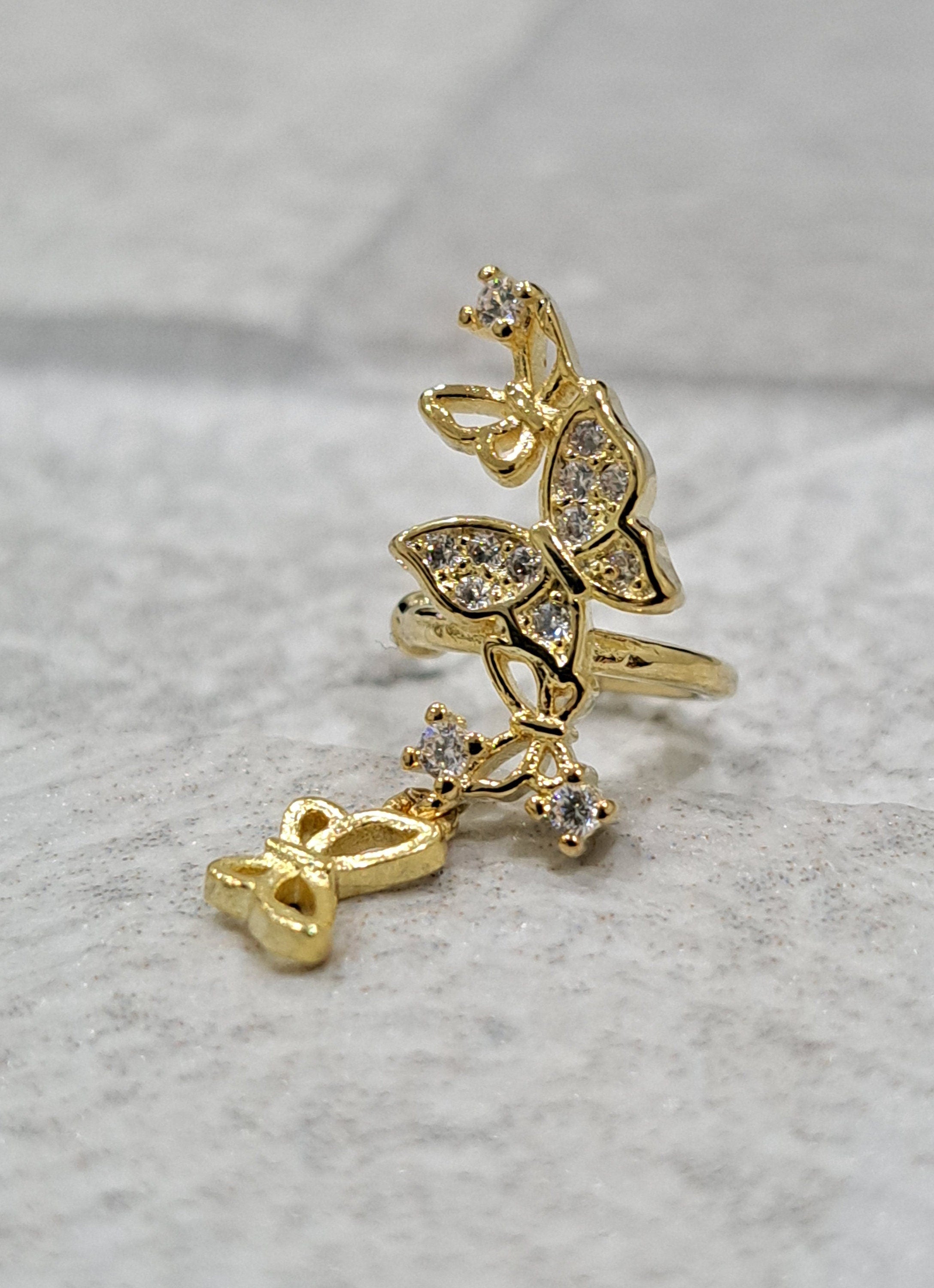 Gold Swarovski Crystal Butterfly Ear Cuff Earring