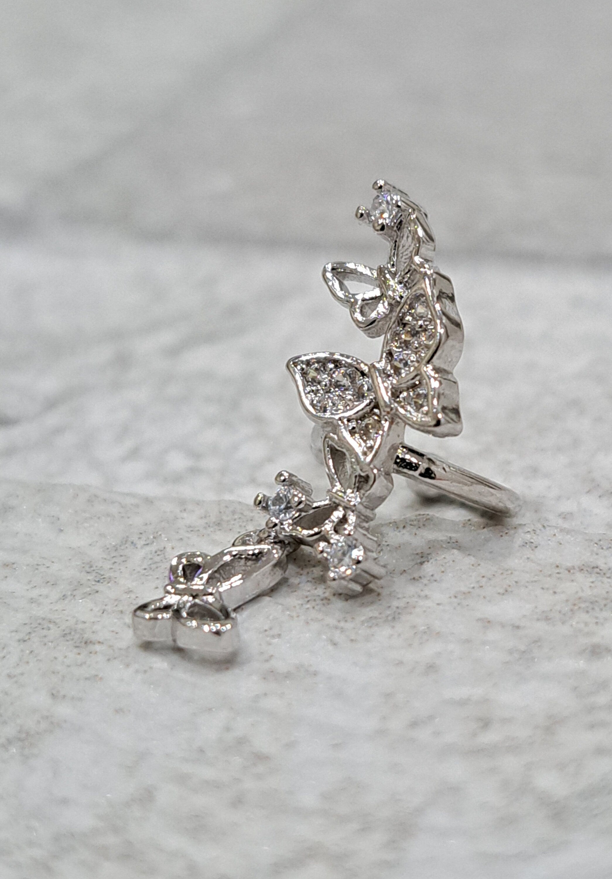 Silver Swarovski Crystal Butterfly Ear Cuff Earring