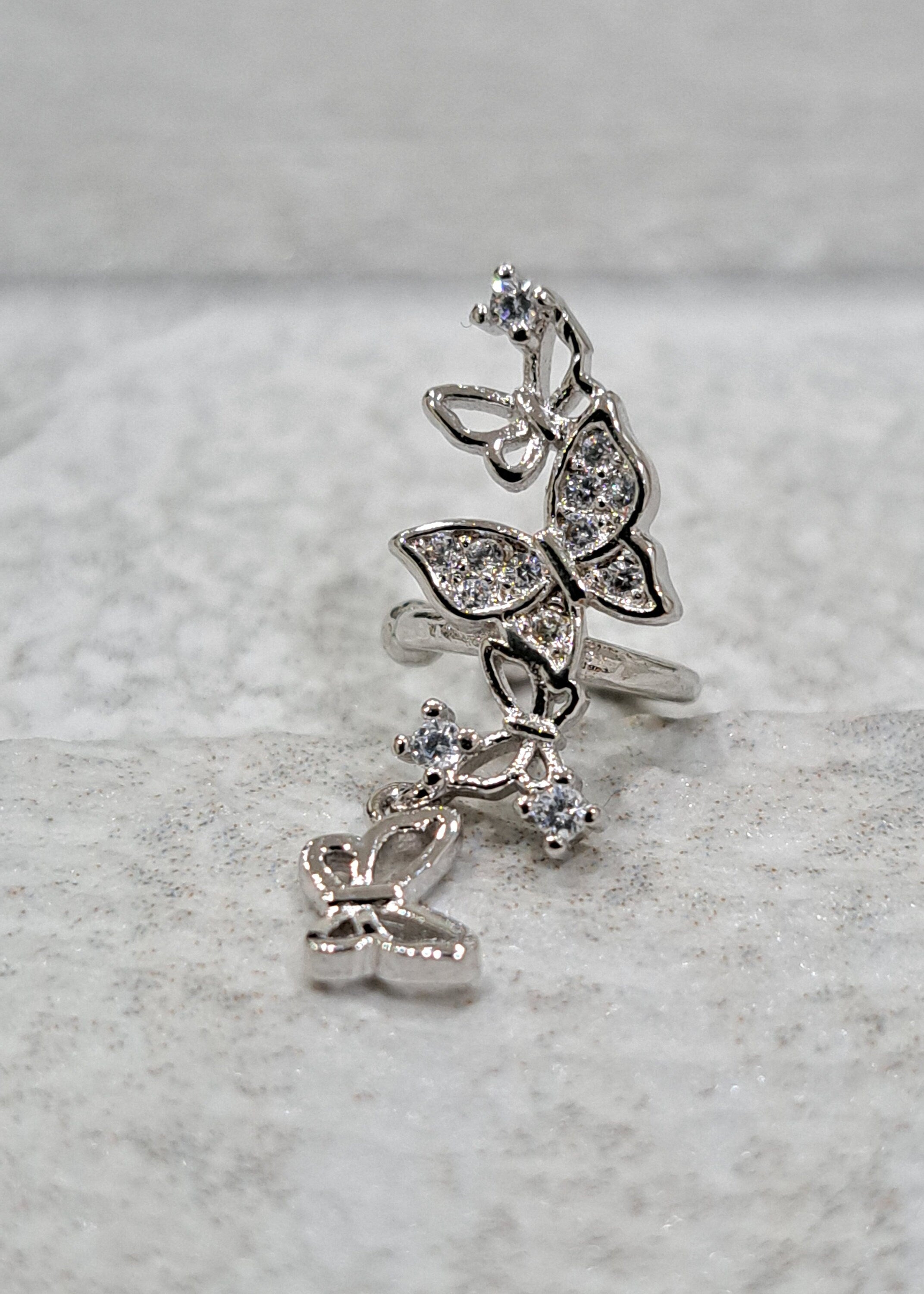 Silver Swarovski Crystal Butterfly Ear Cuff Earring
