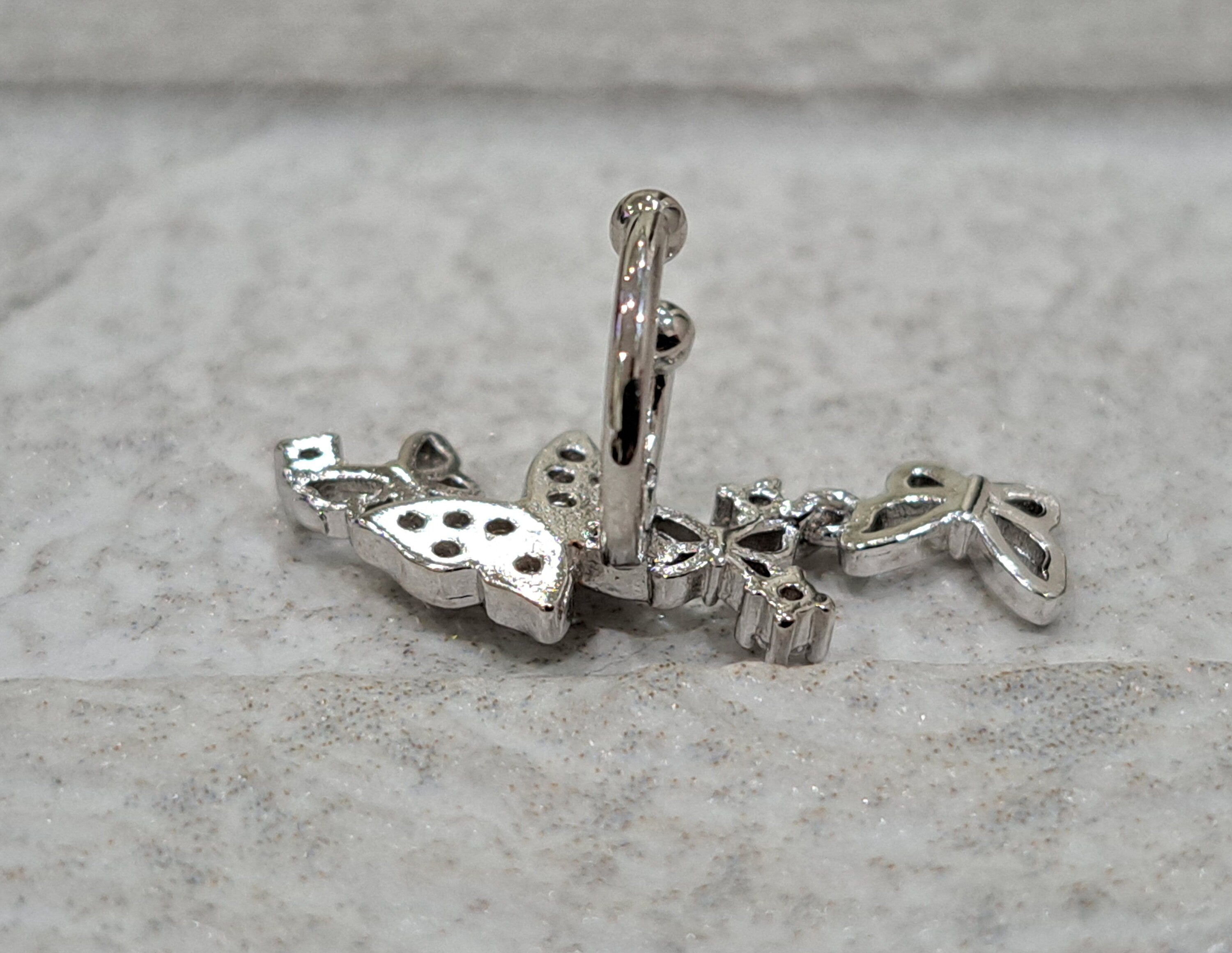 Silver Swarovski Crystal Butterfly Ear Cuff Earring