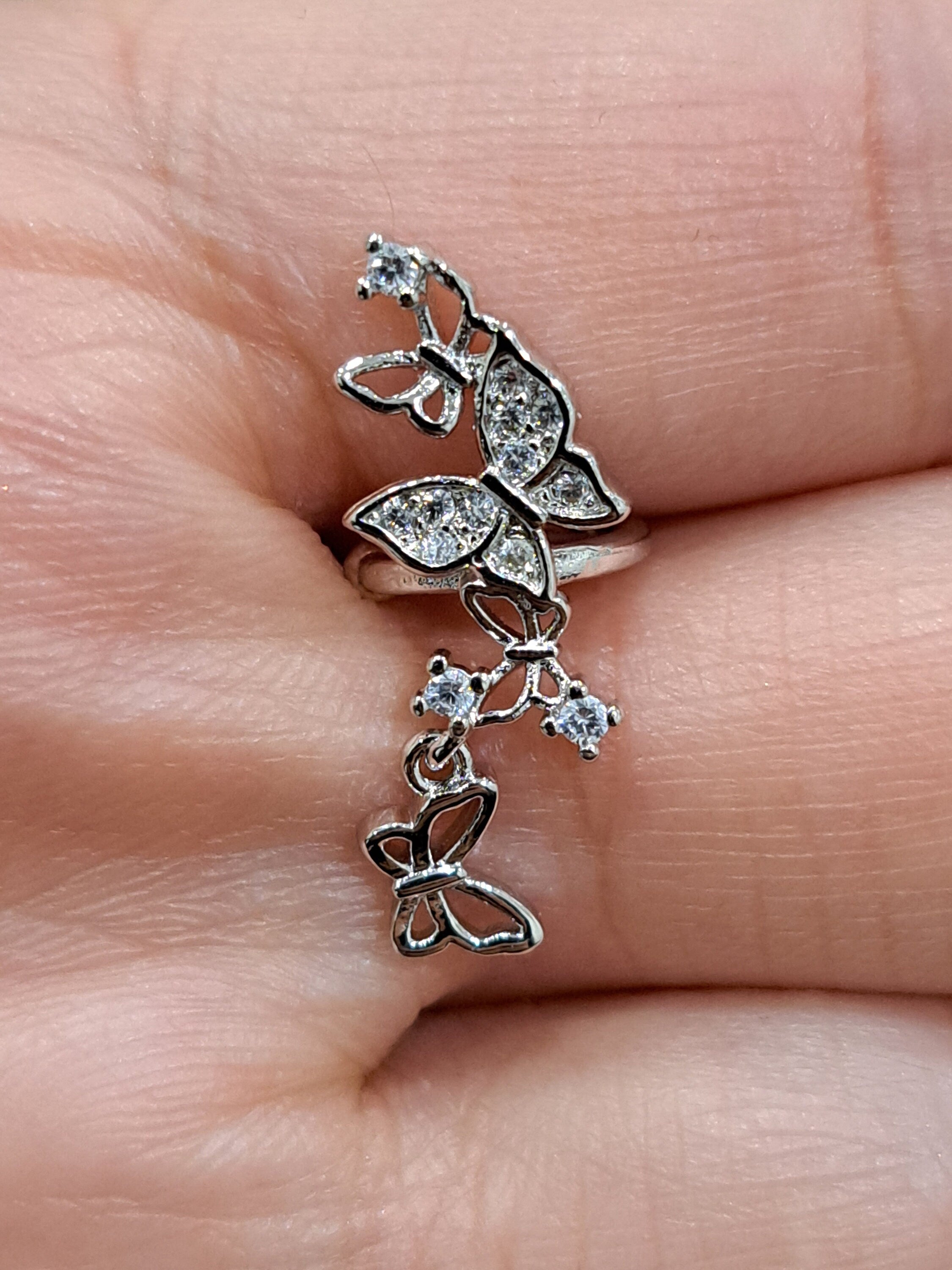 Silver Swarovski Crystal Butterfly Ear Cuff Earring