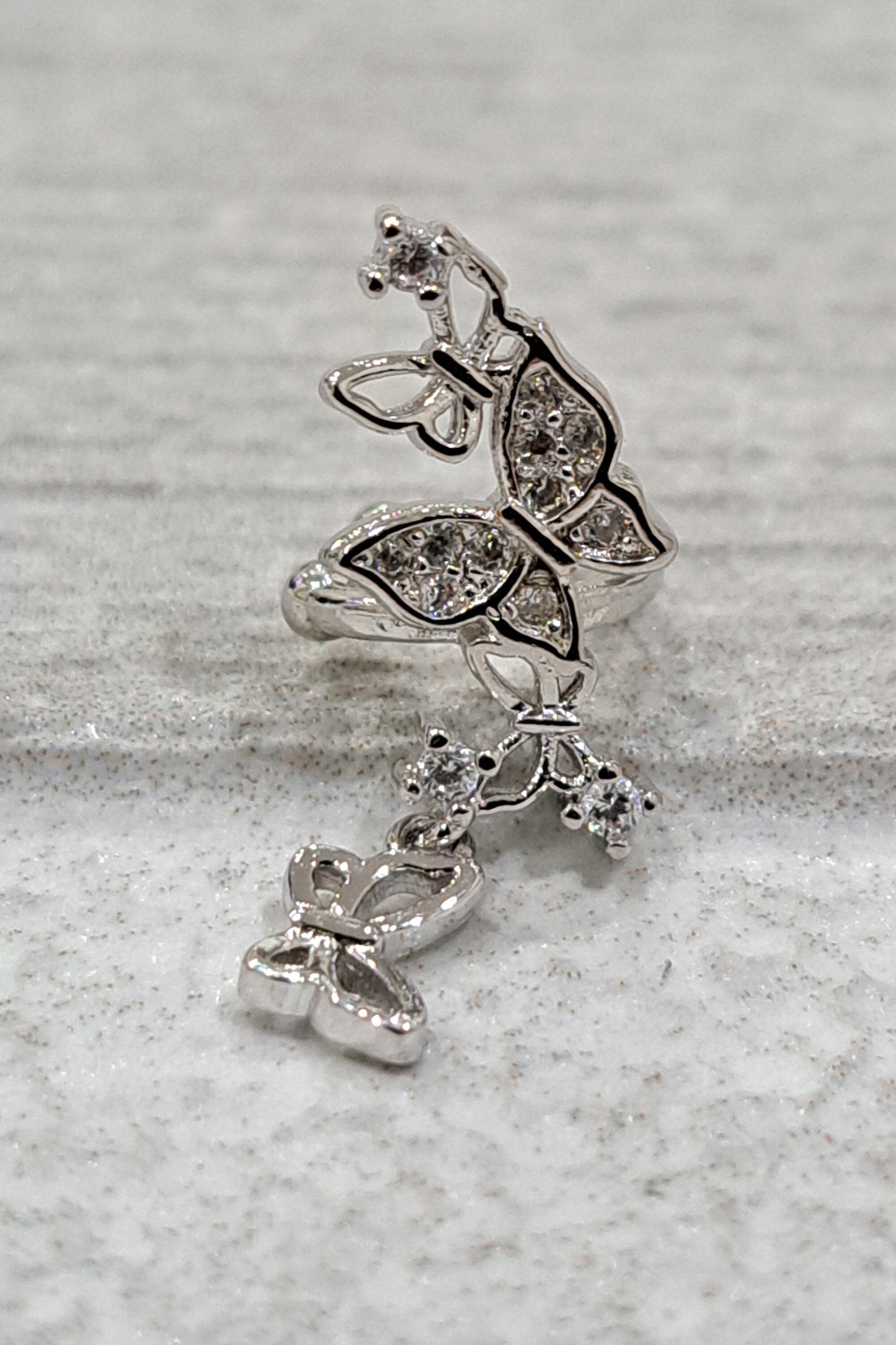 Silver Swarovski Crystal Butterfly Ear Cuff Earring