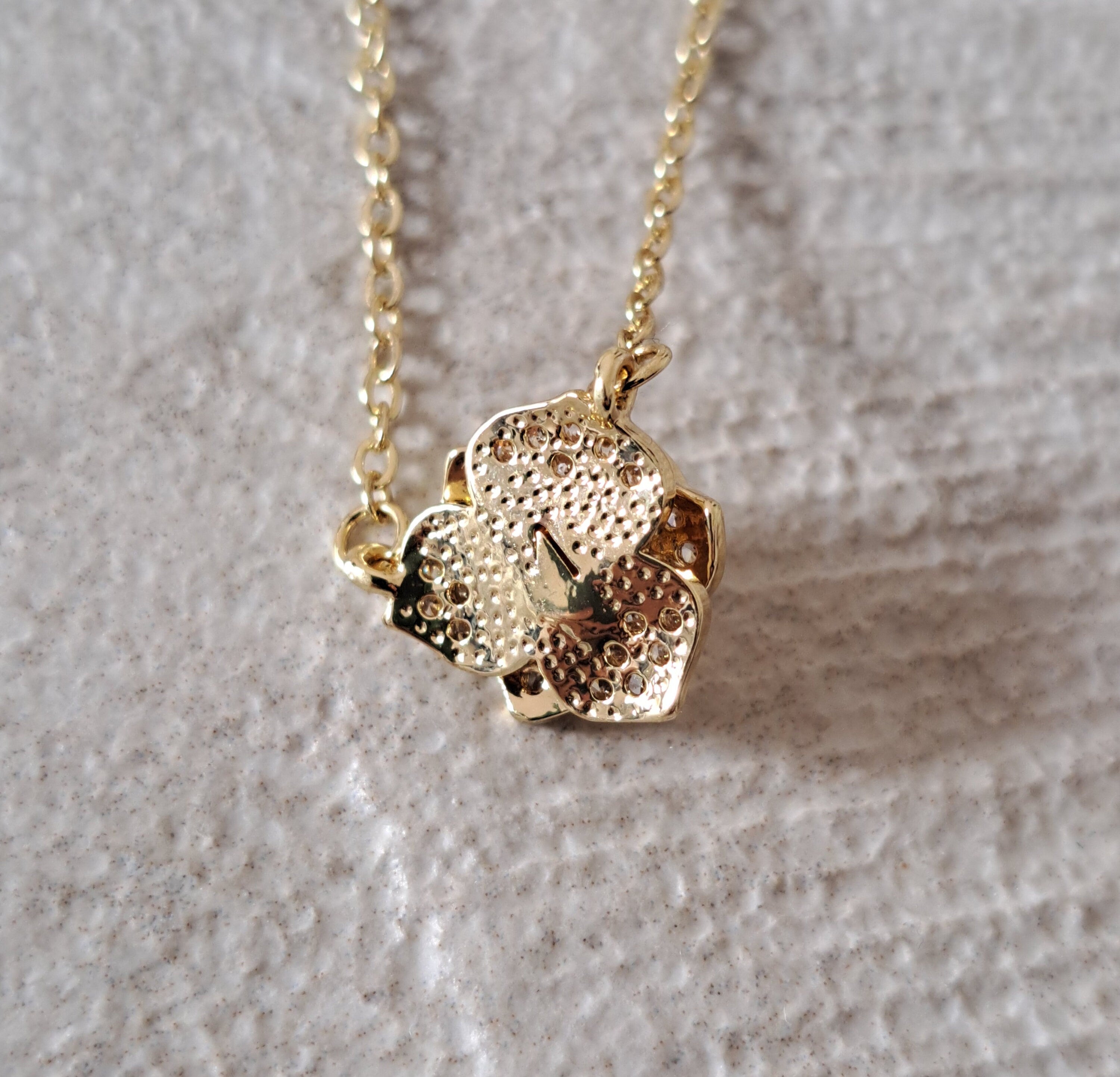 Rose Gold Swarovski Crystal Rose Flower Layered Pendant Necklace