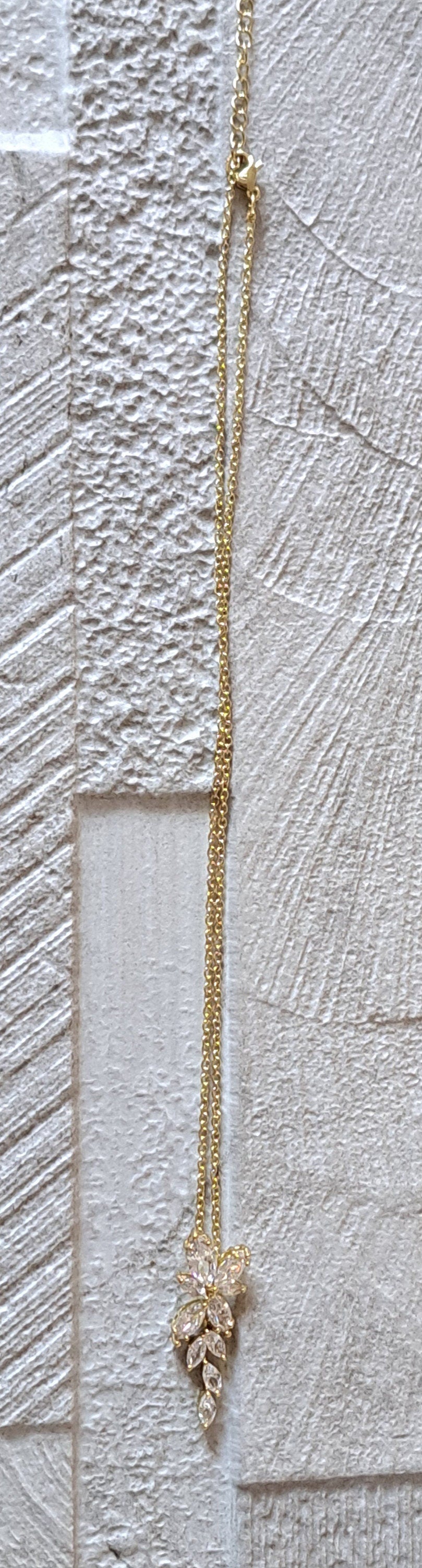 Gold Floral Drop Crystal Swarovski Necklace and Pendant