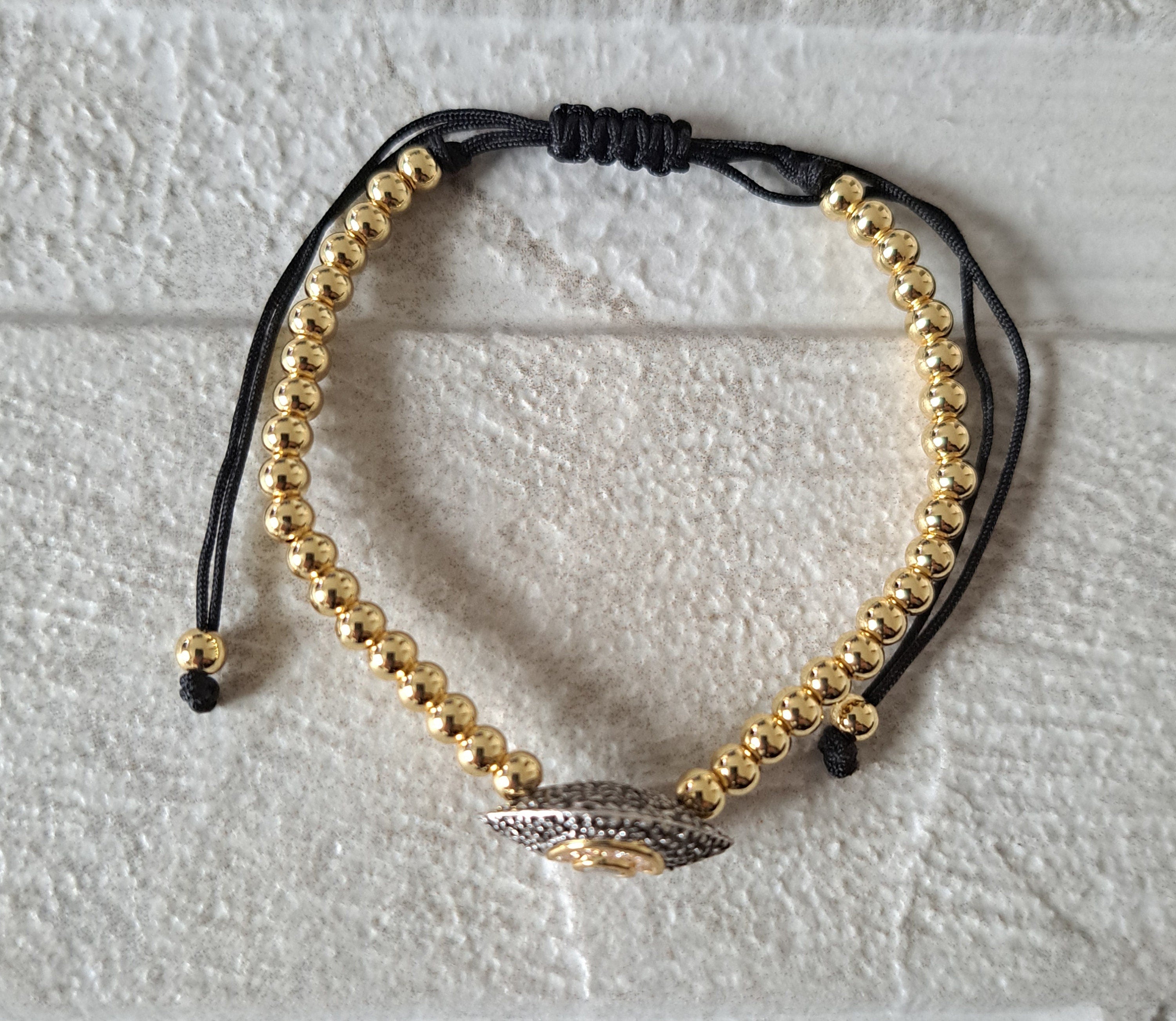 Gold Silver Swarovski Crystal Evil Eye Beaded Bracelet