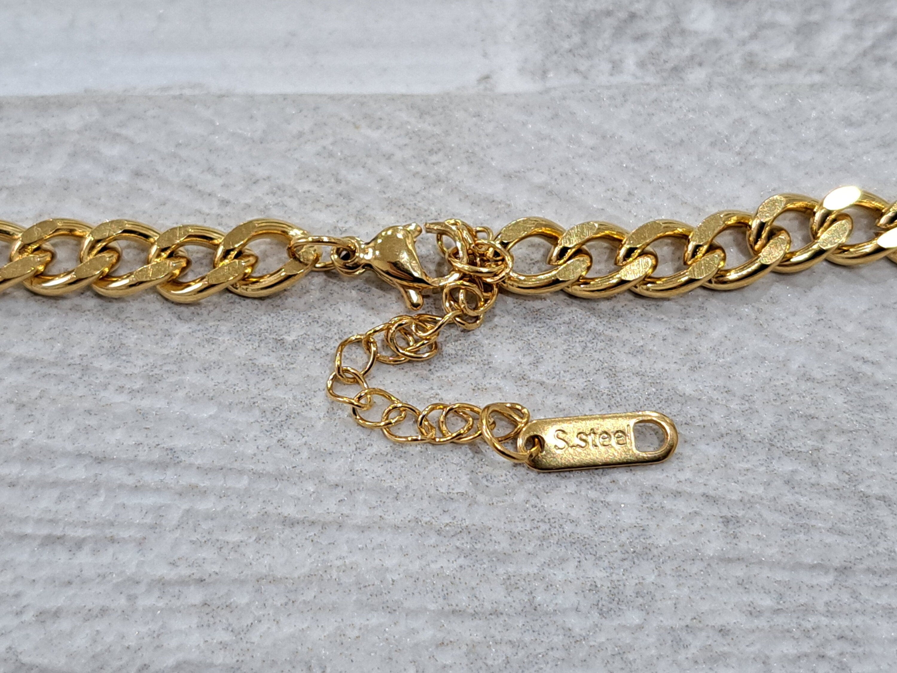 Gold Stainless Steel Linked Adjustable Choker Necklace