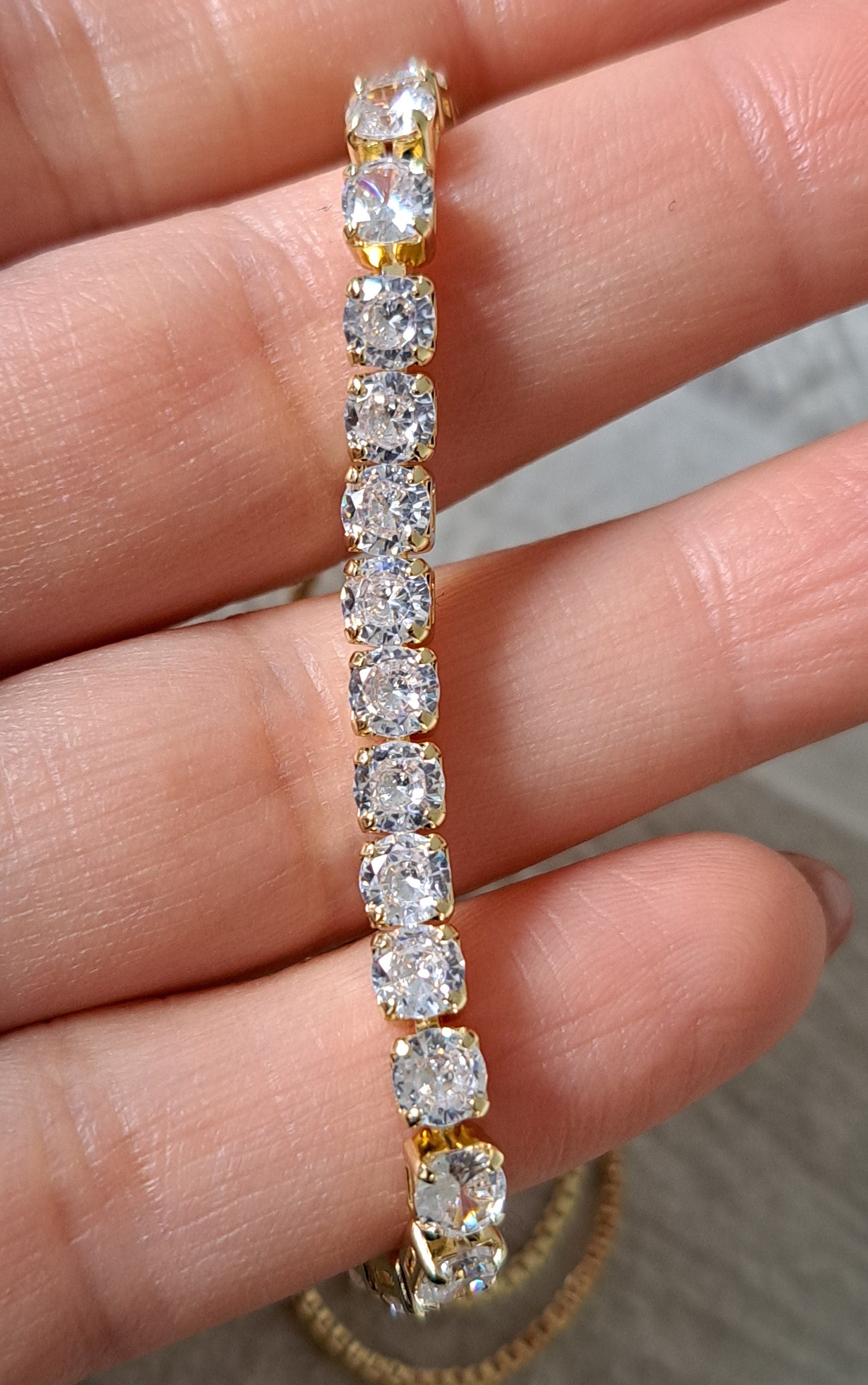 Gold Swarovski Crystal Adjustable Tennis Bracelet