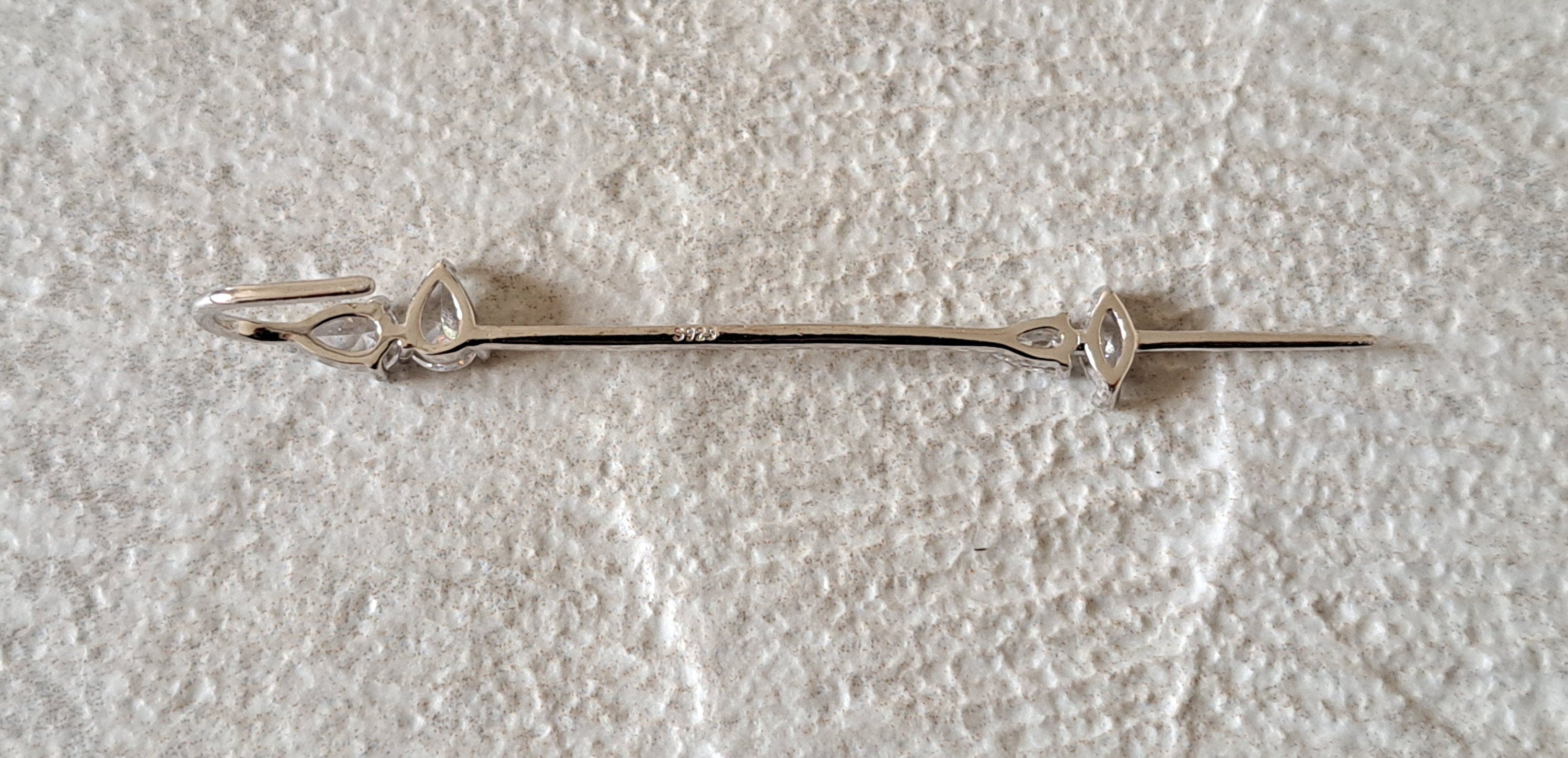 Long 925 Silver Swarovski Crystal Slide on Ear Clip Earring