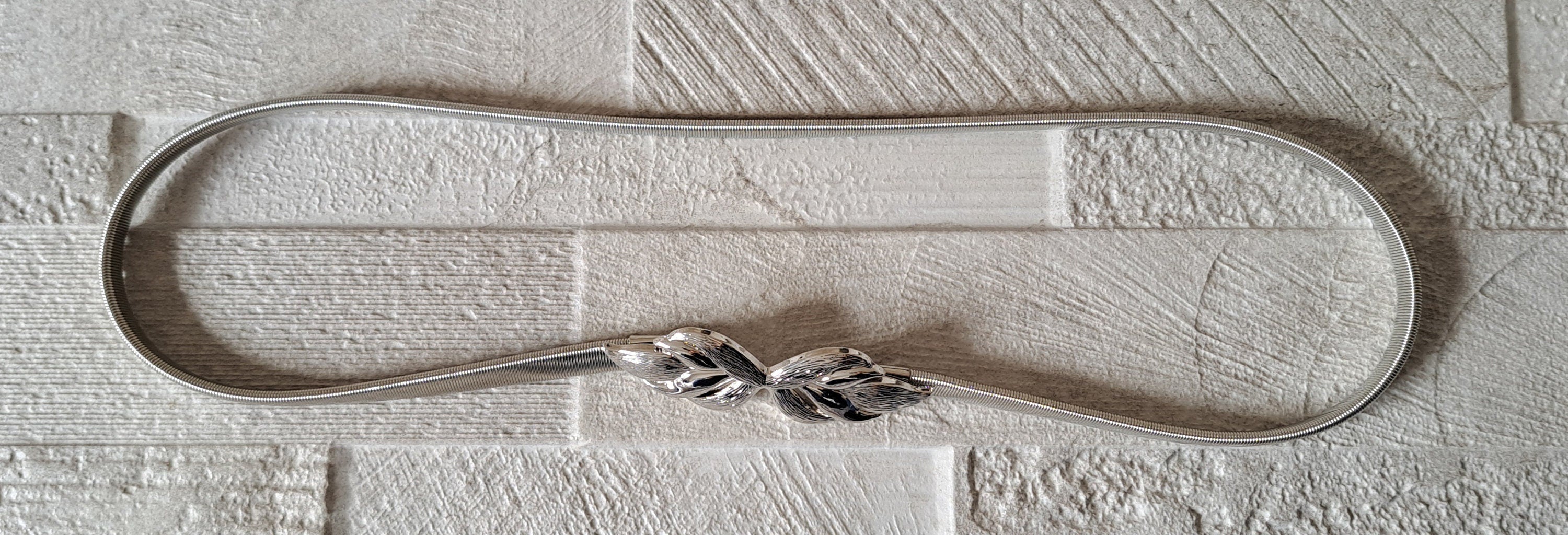 Silver Square Skinny Thin Dress Belt with Textured Buckle