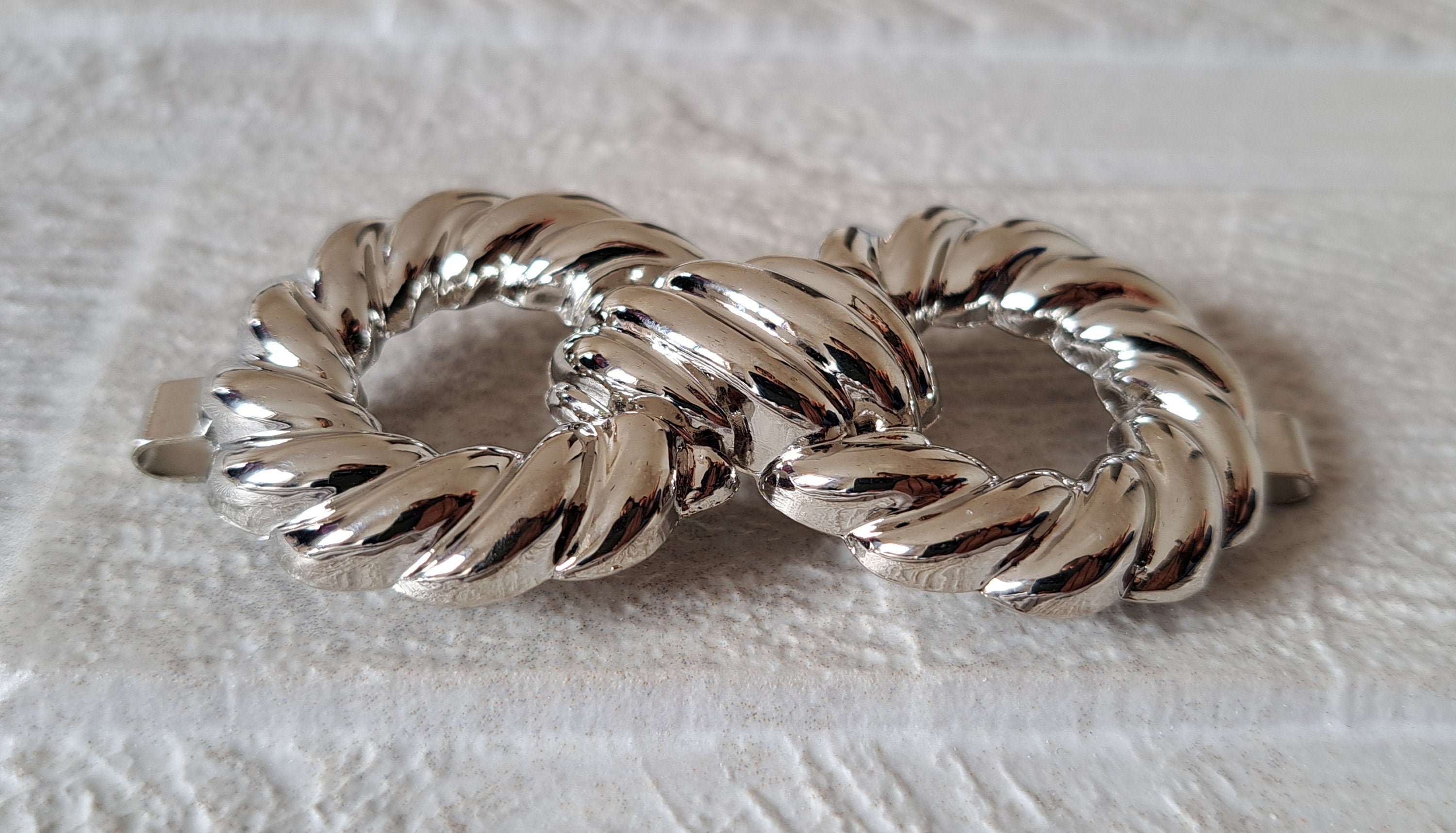 Silver Large Knot Skinny Stretch Hook Buckle Belt