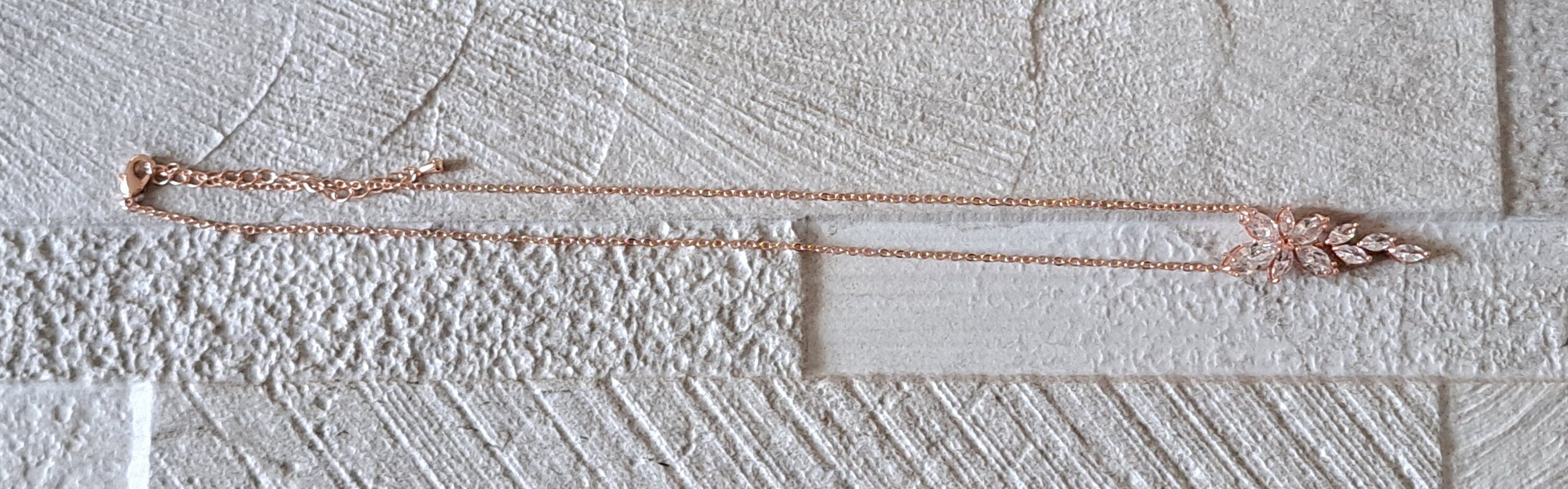 Rose Gold Floral Drop Crystal Swarovski Necklace and Pendant