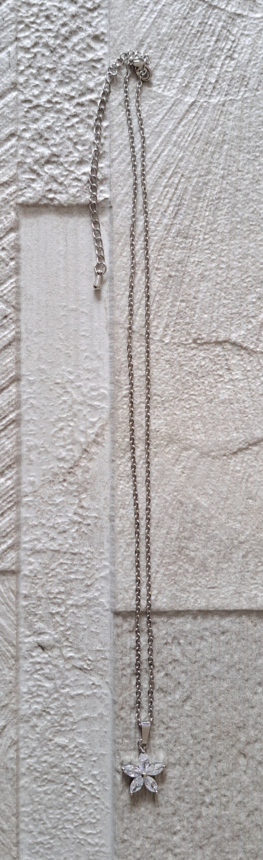 Silver Flower Swarovski Crystal Star Necklace And Pendant