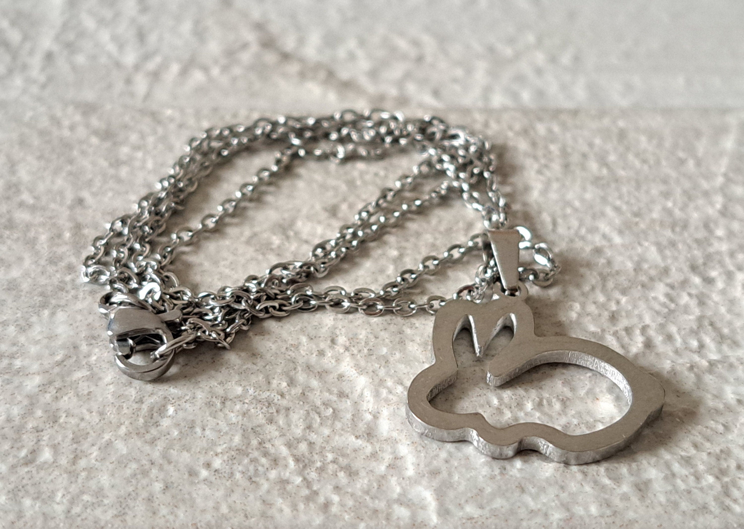 Silver Cut Out Rabbit Pendant and Necklace