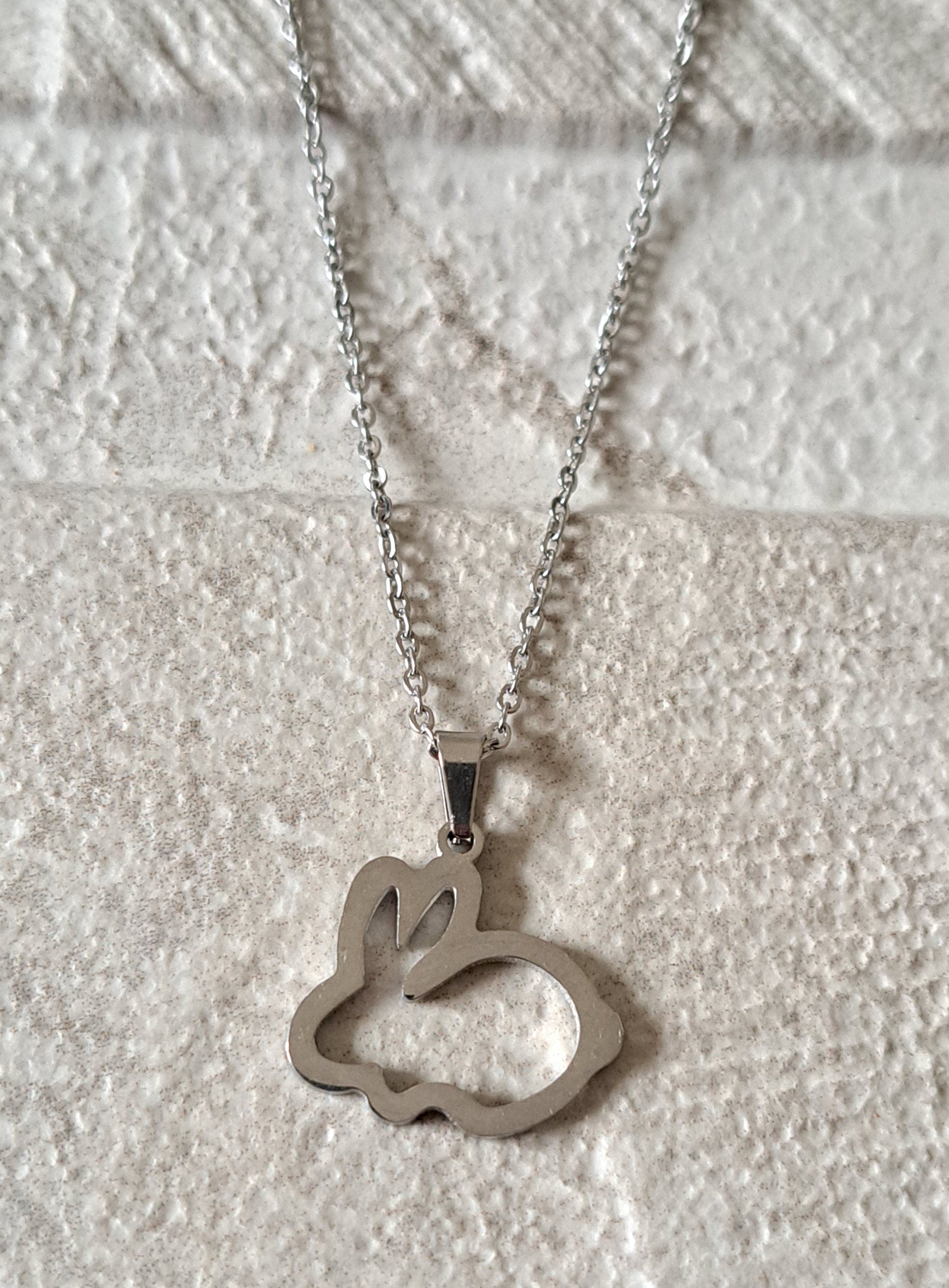 Silver Cut Out Rabbit Pendant and Necklace