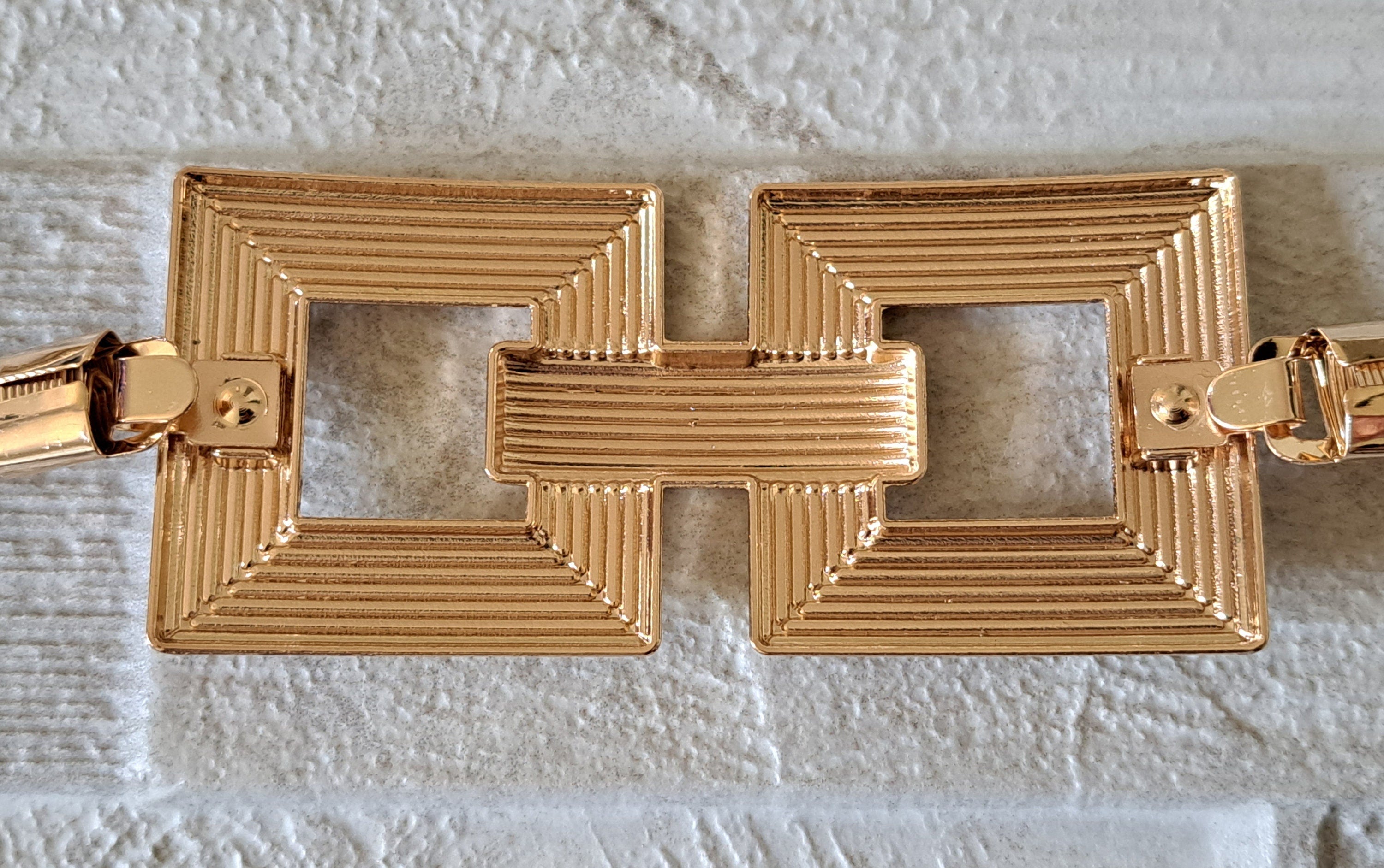 Gold Thin Stretch Dress Belt with Four Knot Buckle