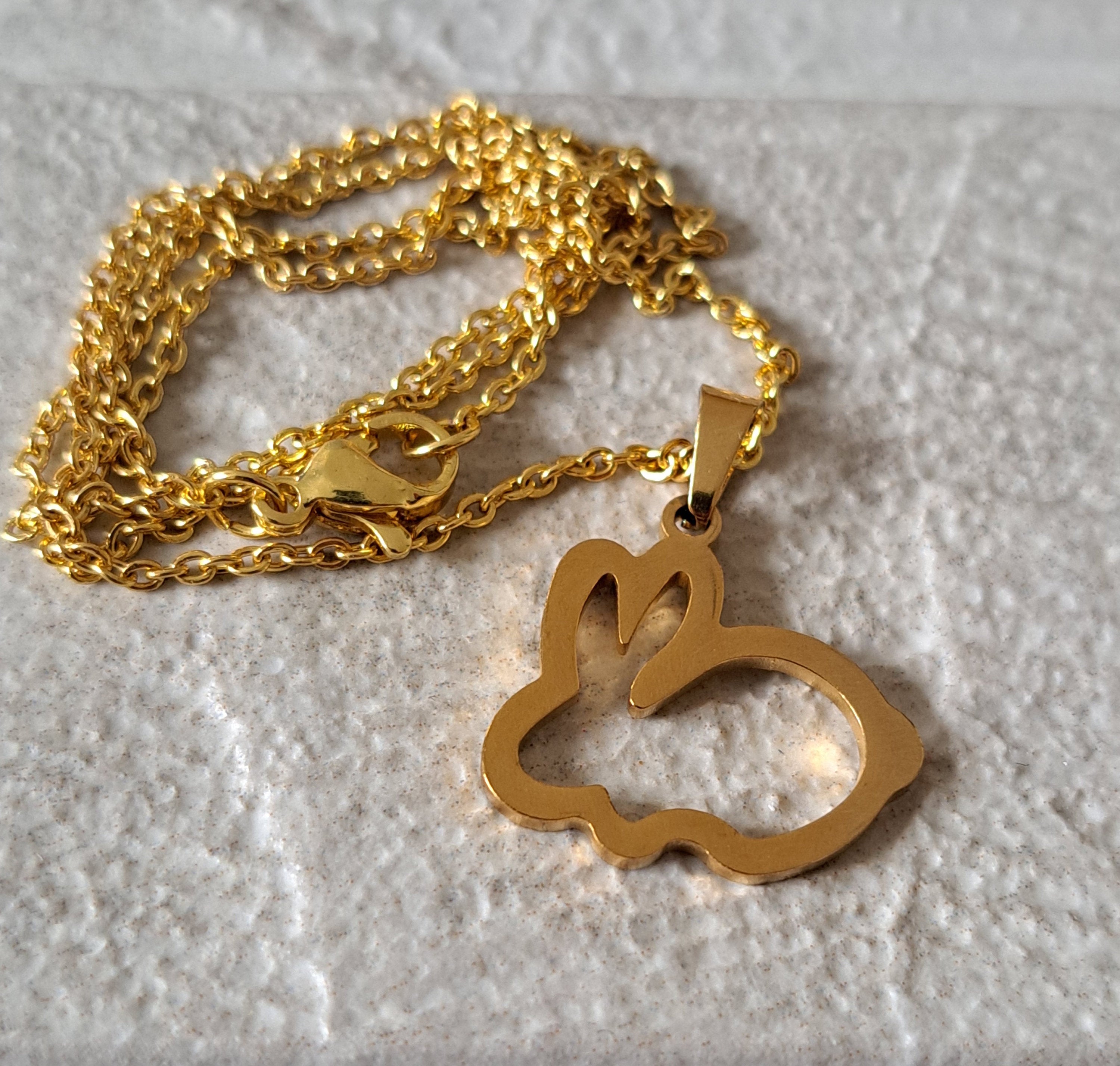 Gold Cut Out Rabbit Pendant and Necklace