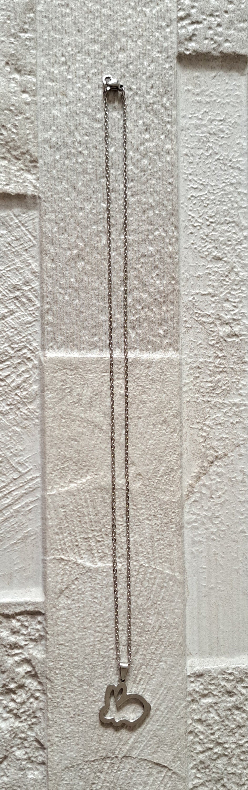 Silver Cut Out Rabbit Pendant and Necklace