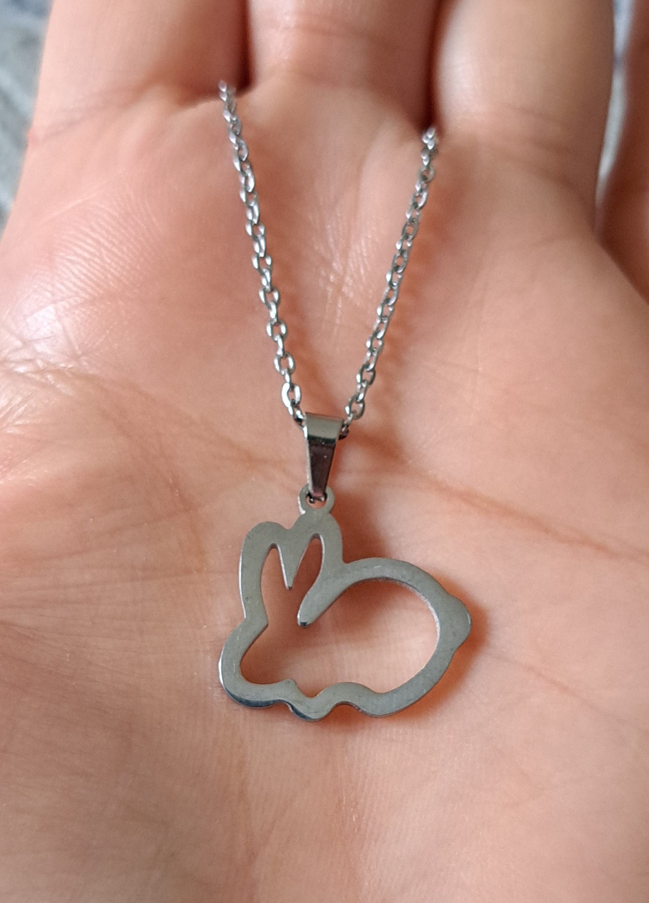 Silver Cut Out Rabbit Pendant and Necklace