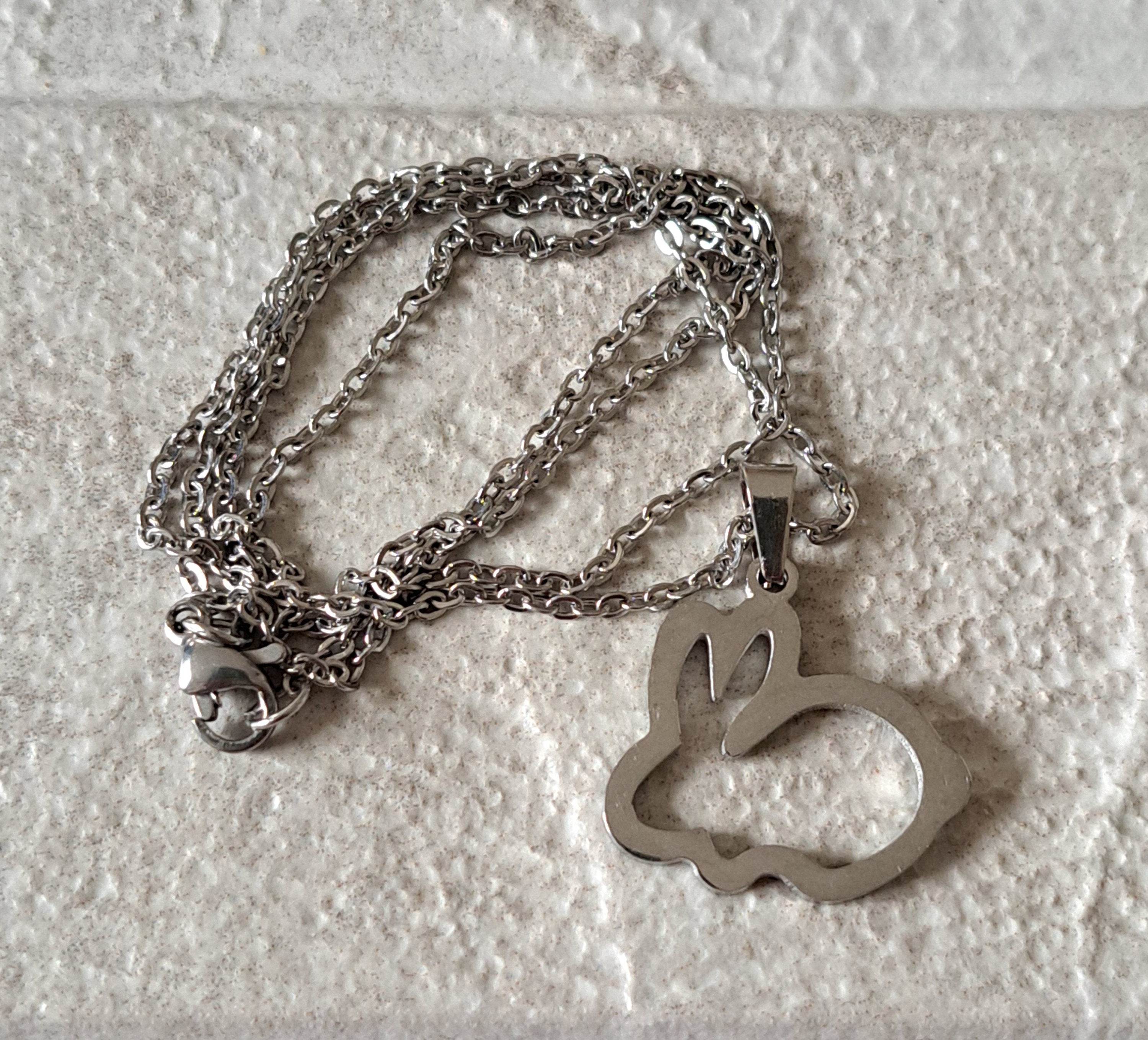 Silver Cut Out Rabbit Pendant and Necklace