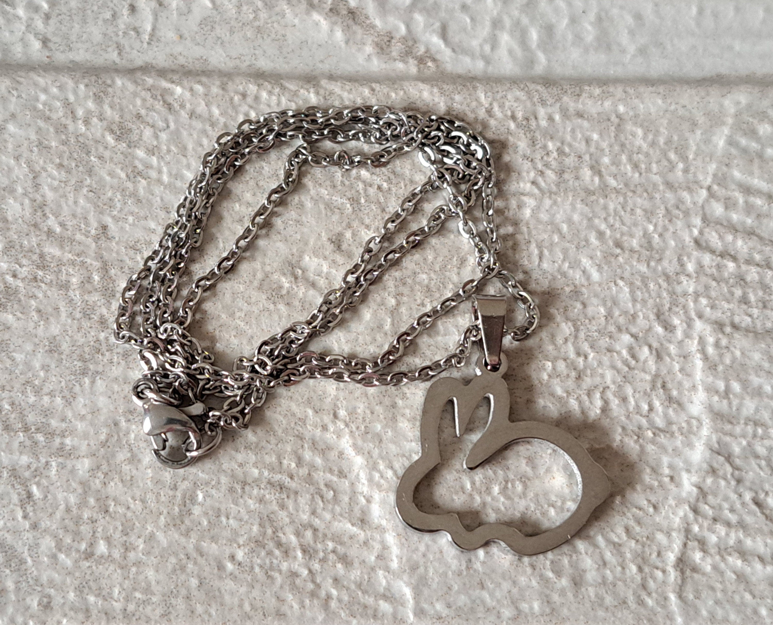 Silver Cut Out Rabbit Pendant and Necklace