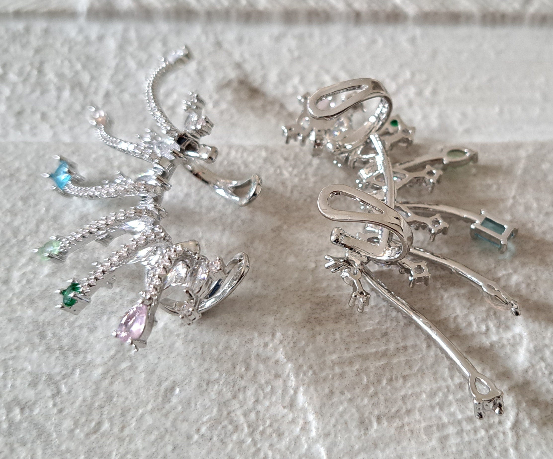 Large Ear Cuff Swarovski Wrap Climber Stud Earrings