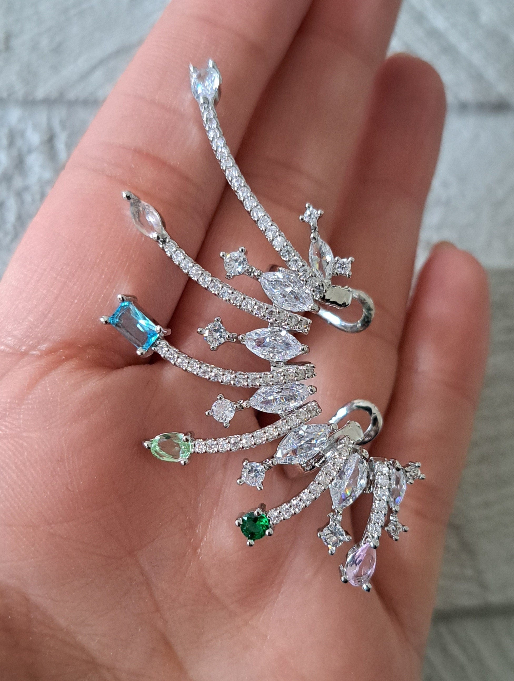 Large Ear Cuff Swarovski Wrap Climber Stud Earrings