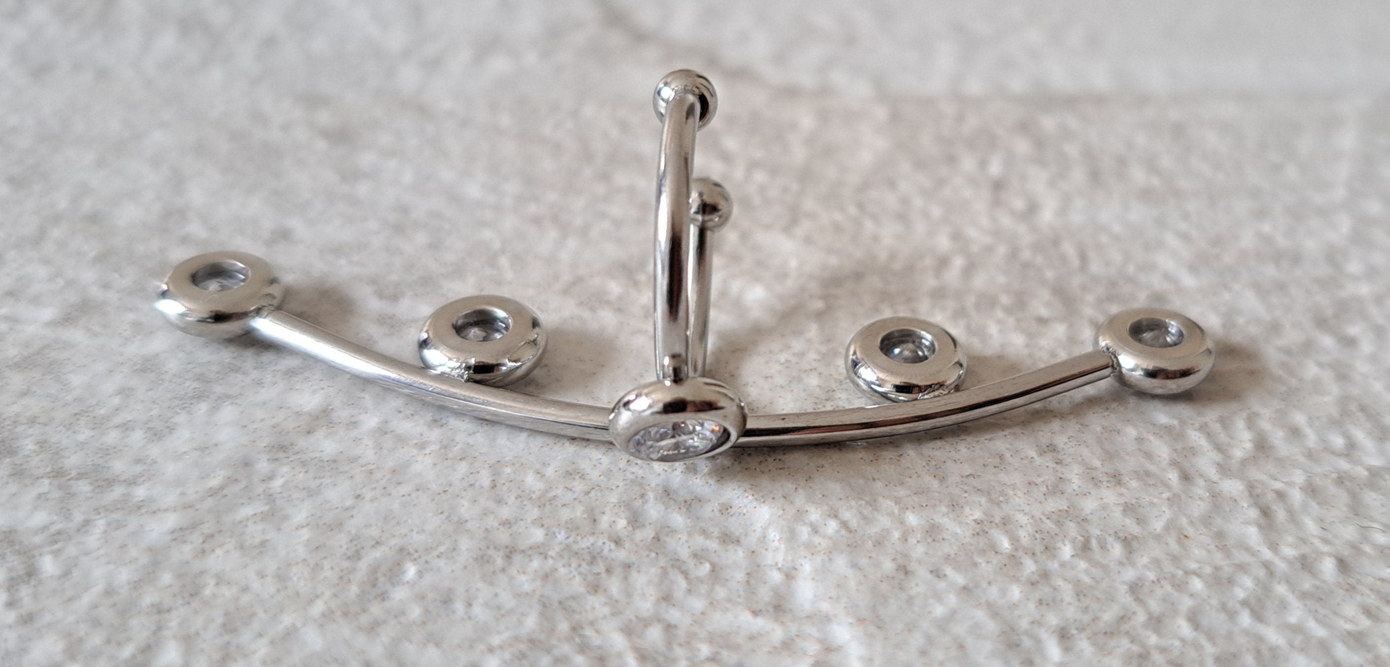 Silver Long Crystal Stainless Steel Cuff Earring