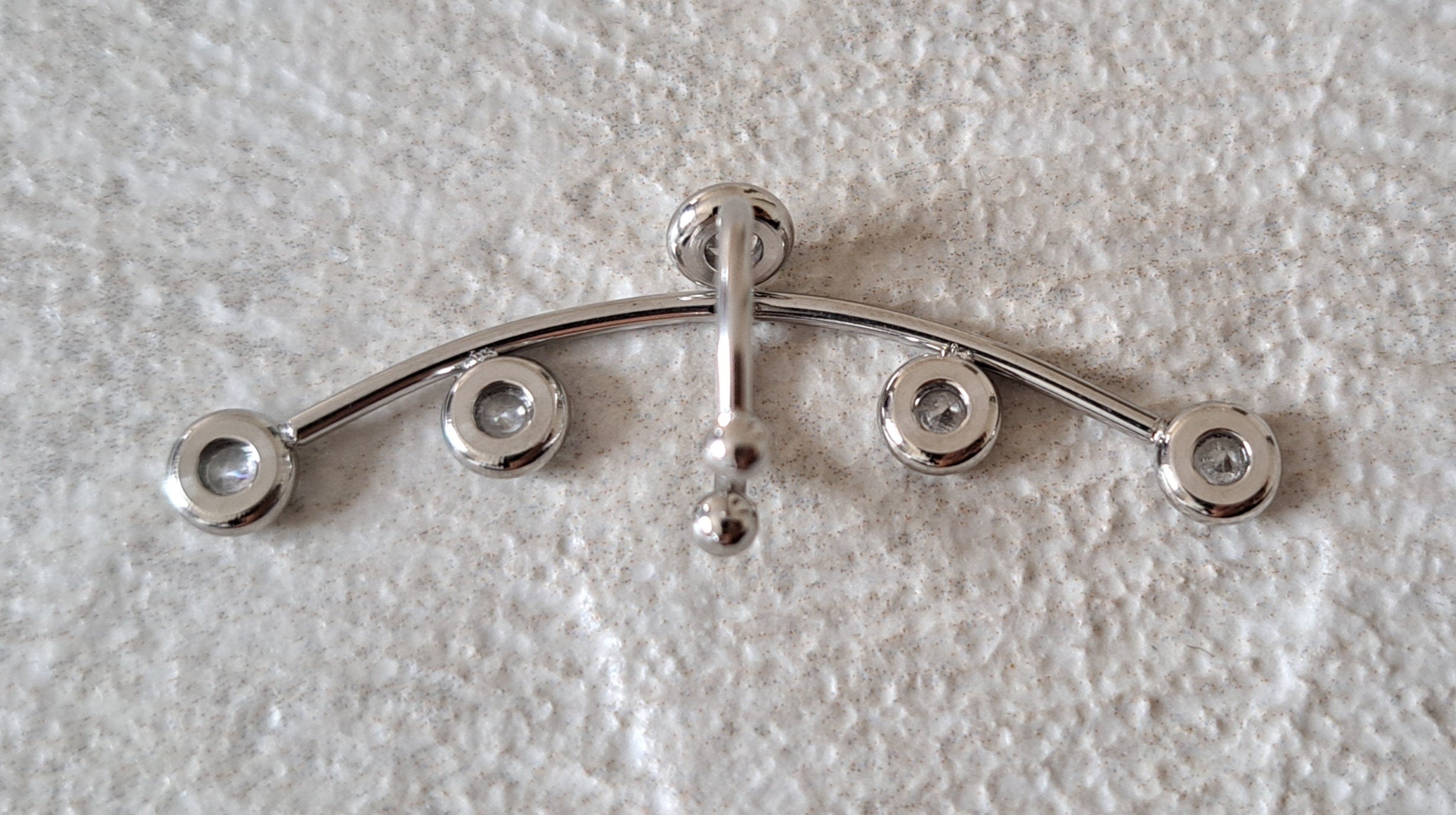 Silver Long Crystal Stainless Steel Cuff Earring