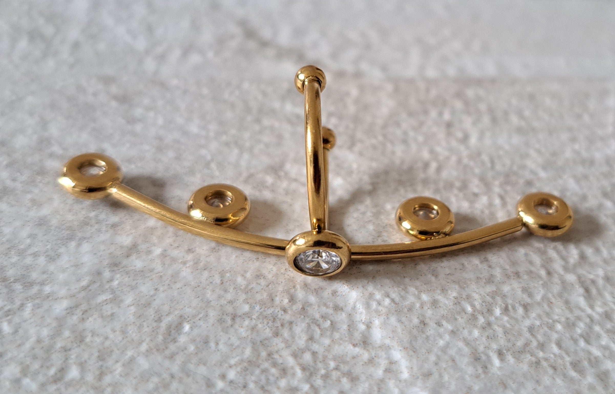 Gold Long Crystal Stainless Steel Cuff Earring