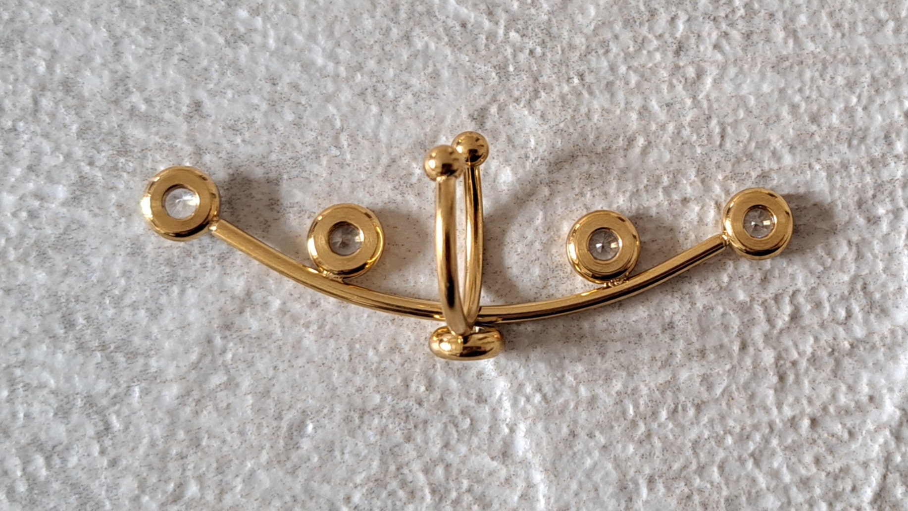 Gold Long Crystal Stainless Steel Cuff Earring