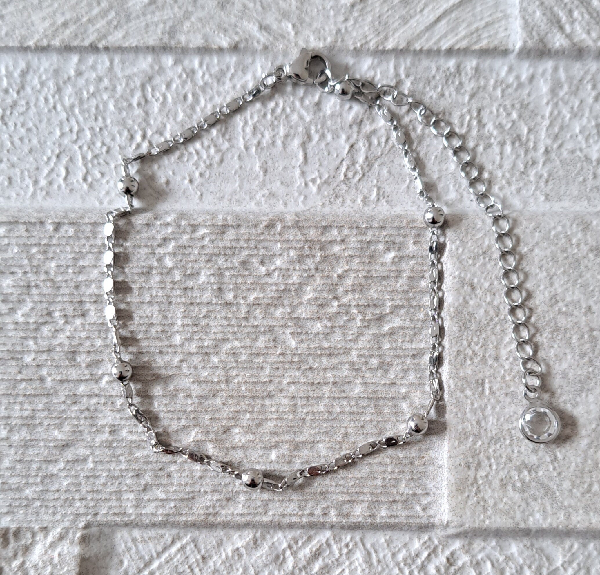 Silver Swarovski Double Layer Anklet Foot Chain Bracelet