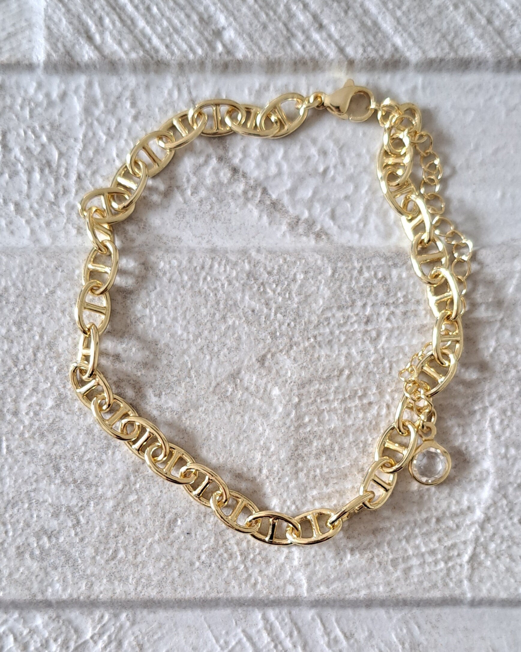 Gold Swarovski Double Layer Anklet Foot Chain Bracelet