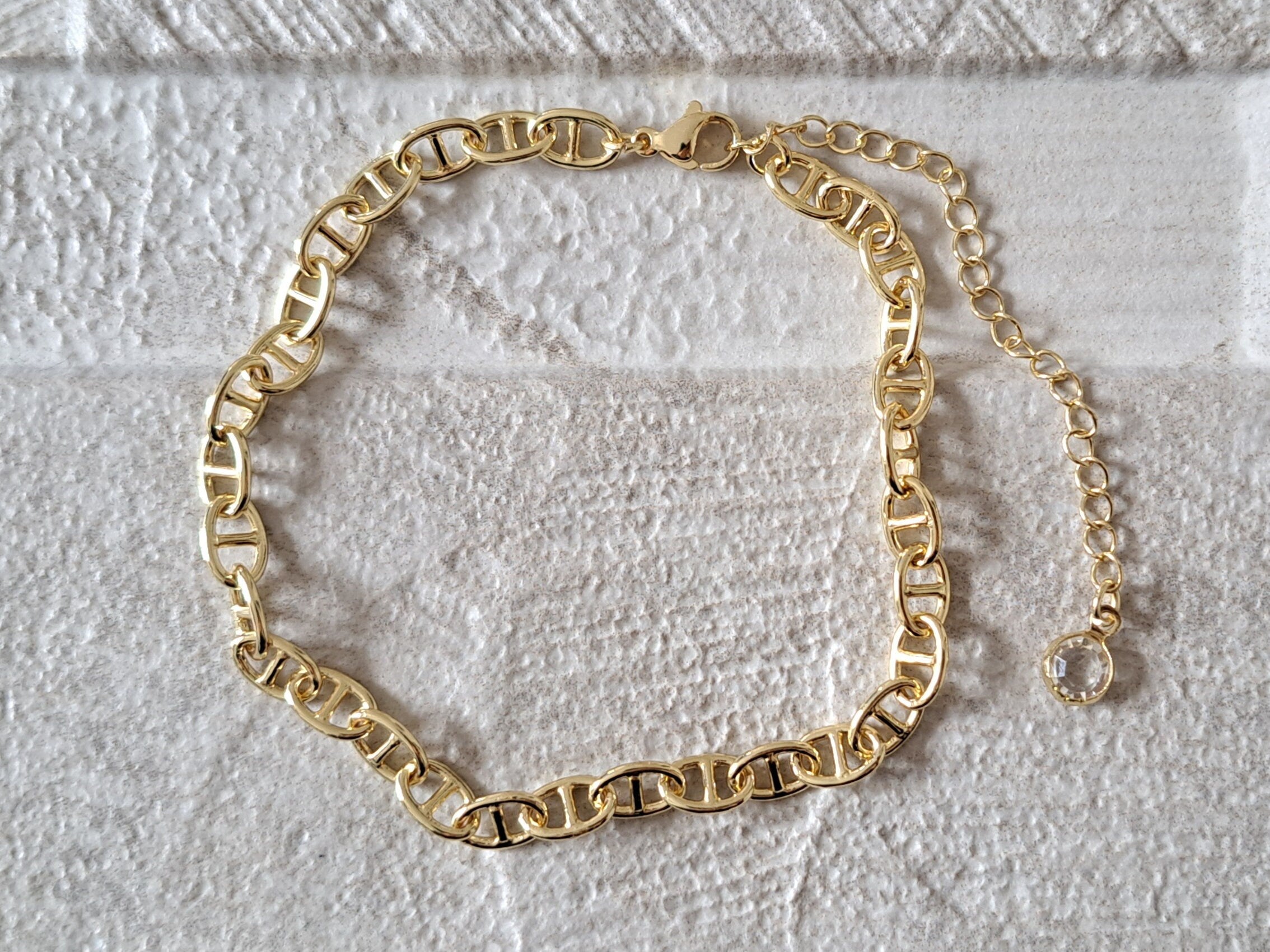 Gold Swarovski Double Layer Anklet Foot Chain Bracelet