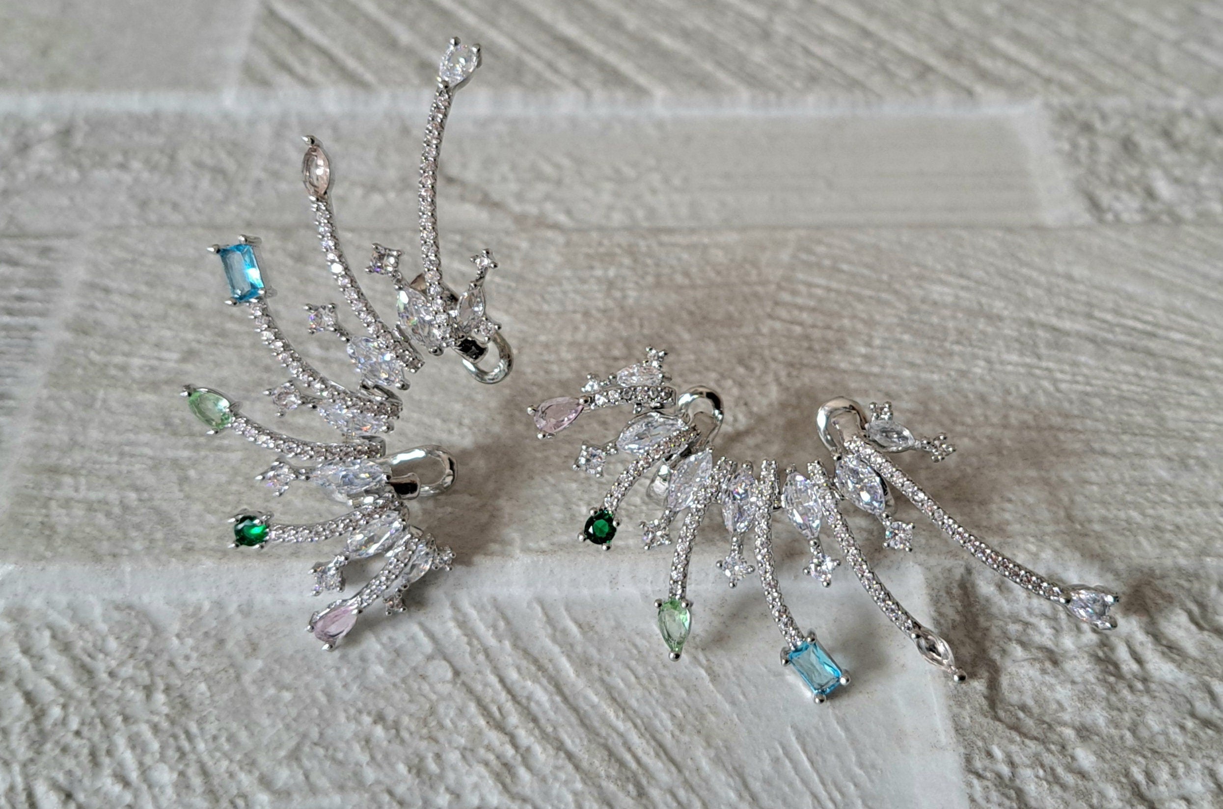 Large Ear Cuff Swarovski Wrap Climber Stud Earrings