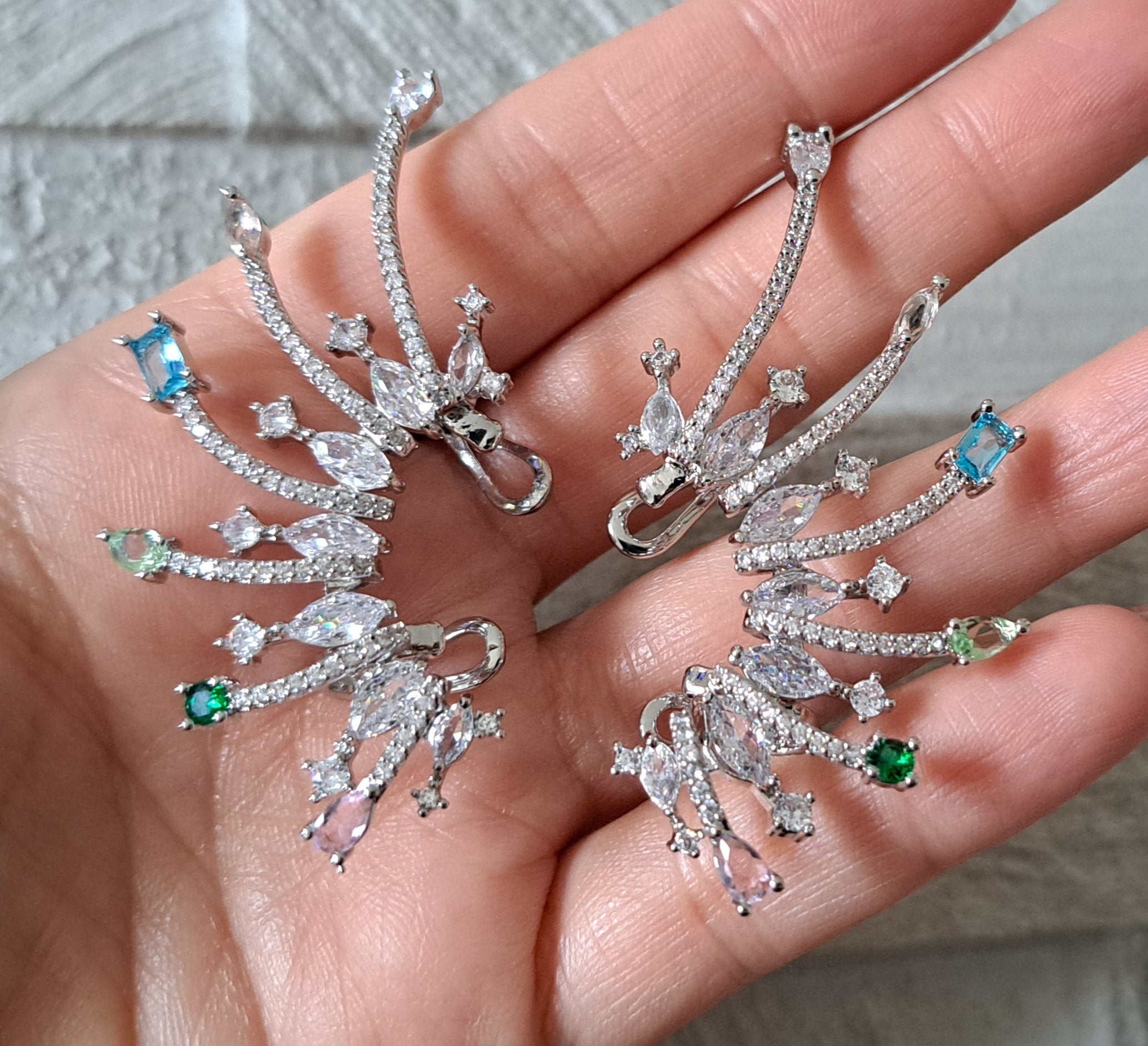 Large Ear Cuff Swarovski Wrap Climber Stud Earrings