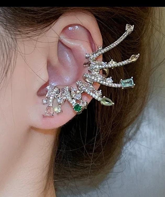 Large Ear Cuff Swarovski Wrap Climber Stud Earrings