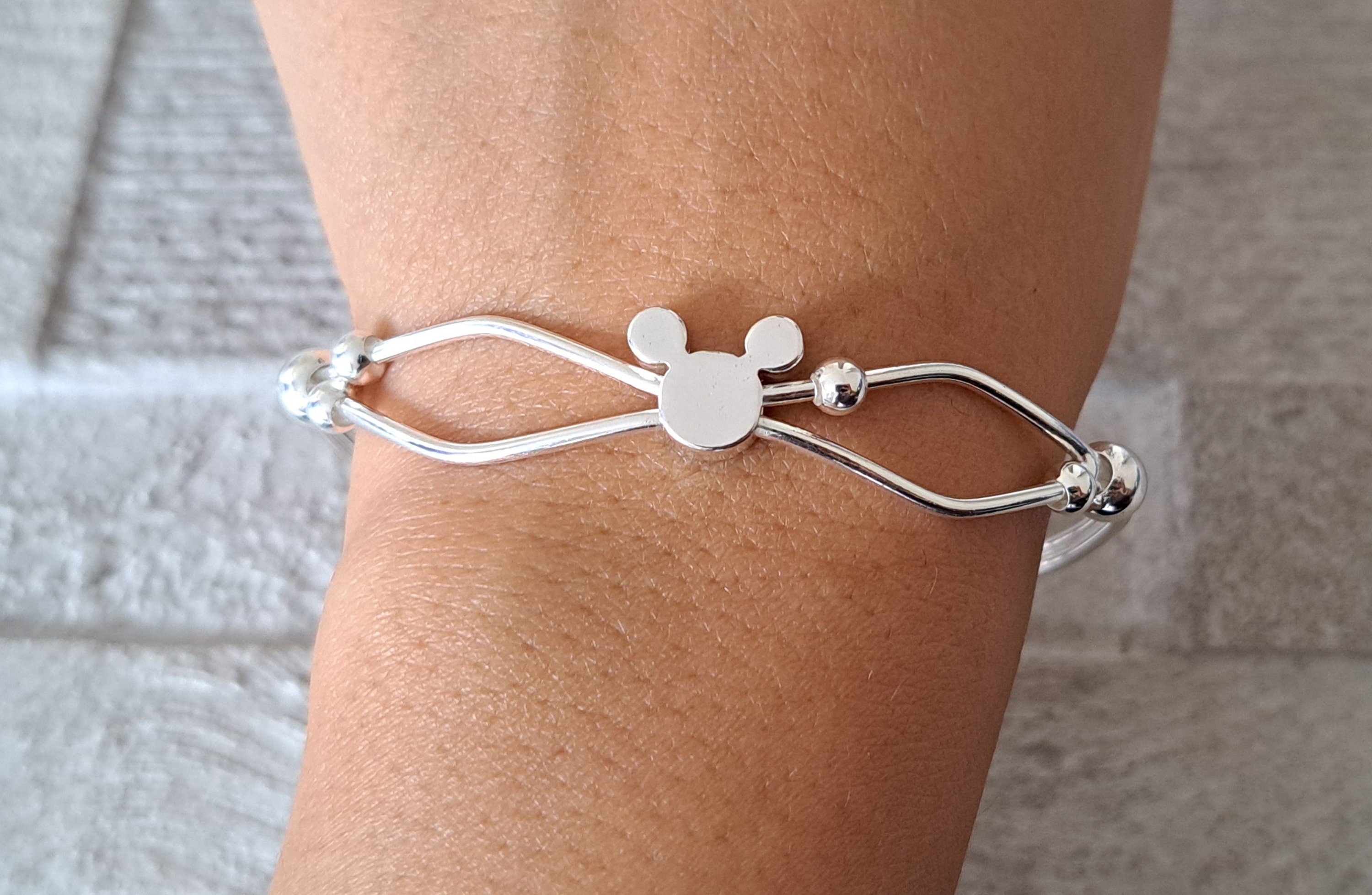 Silver 925 plated Mickey Mouse Ball Adjustable Bracelet