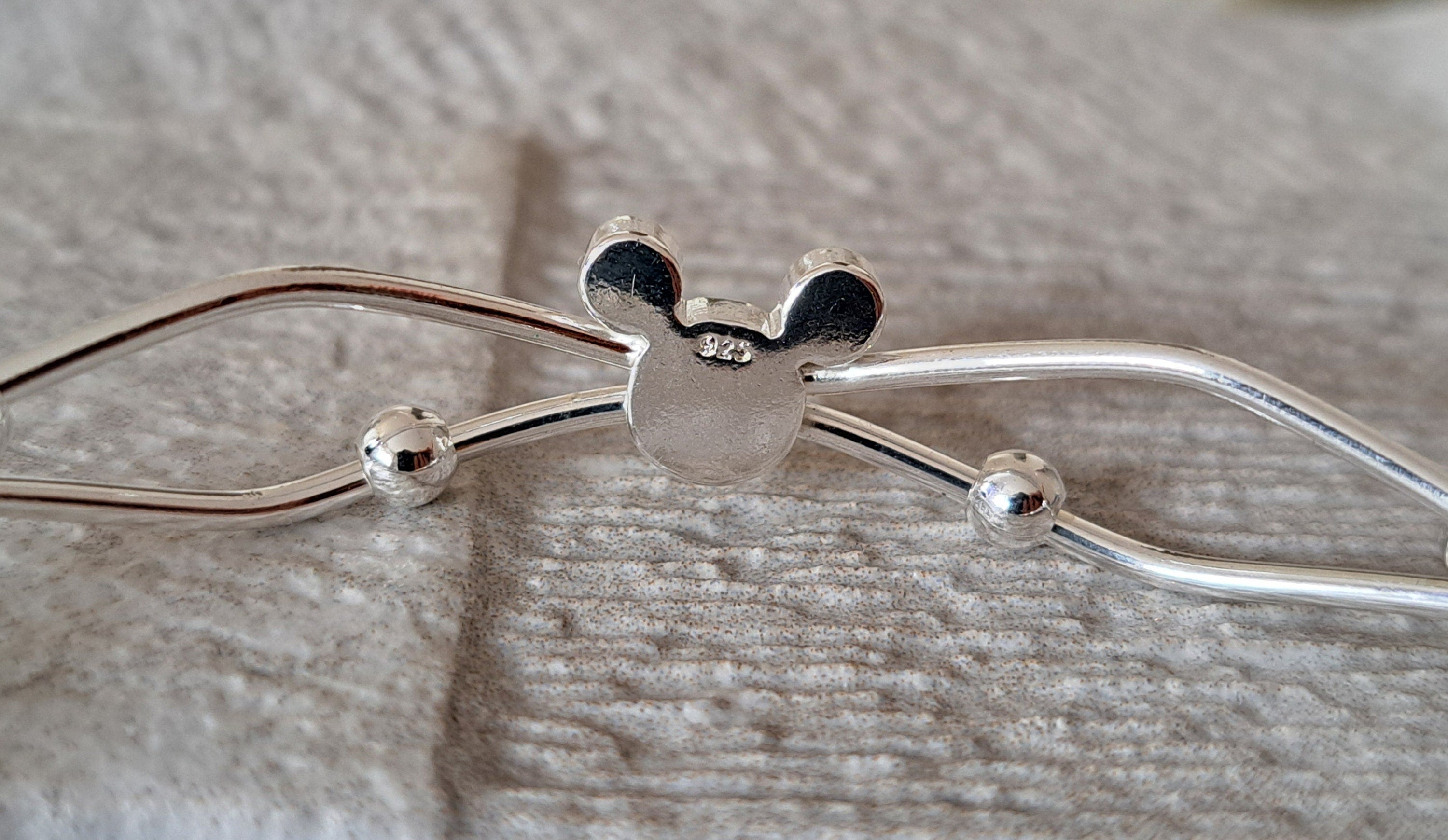 Silver 925 plated Mickey Mouse Ball Adjustable Bracelet