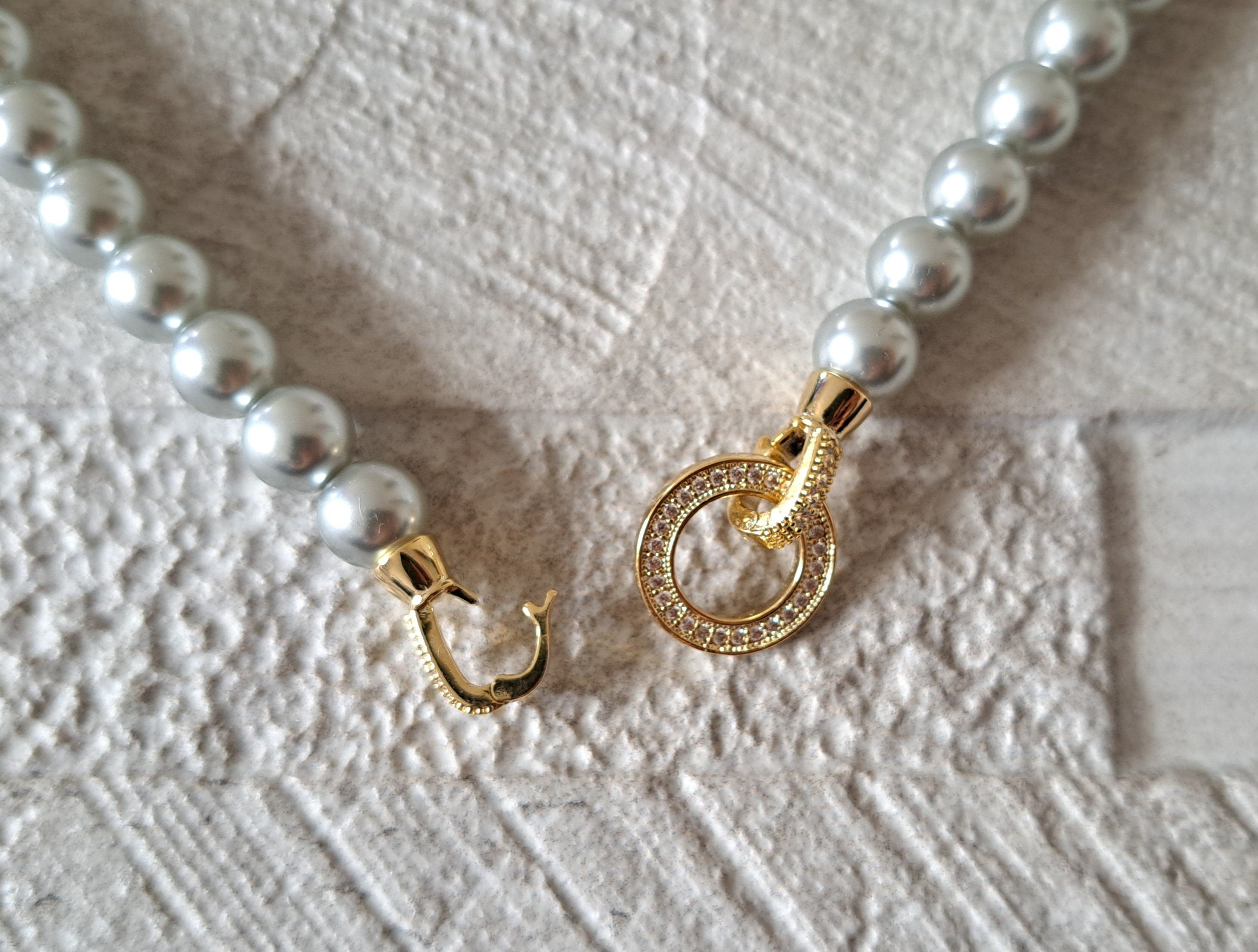 Gold Grey Pearl Swarovski Crystal Handmade Cluster Choker