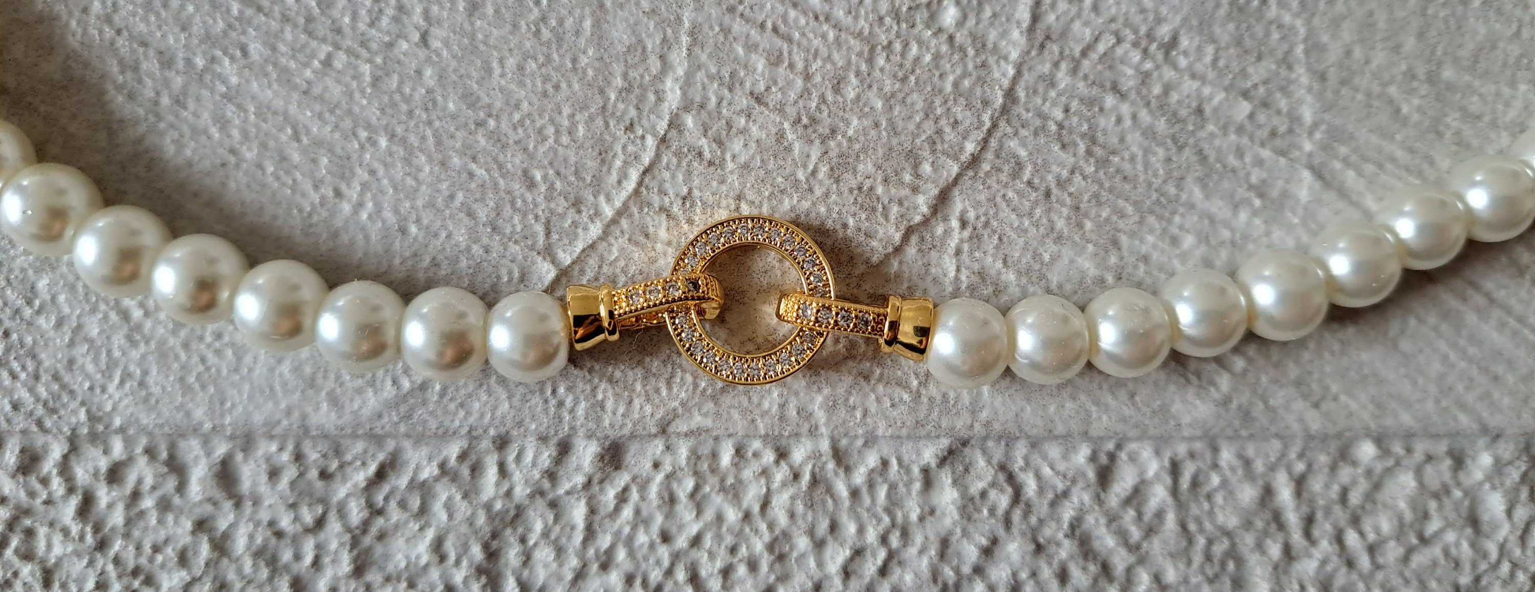 Gold Cream Pearl Swarovski Crystal Handmade Cluster Choker