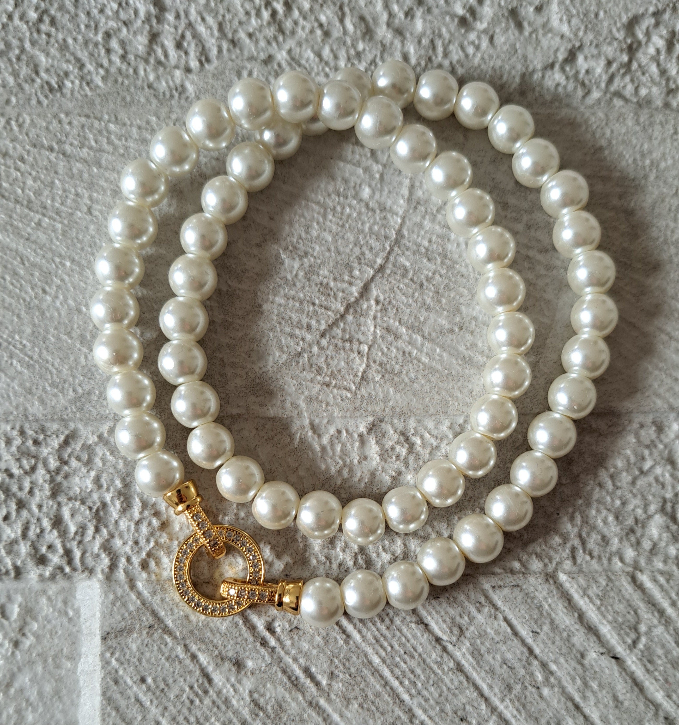 Gold Cream Pearl Swarovski Crystal Handmade Cluster Choker