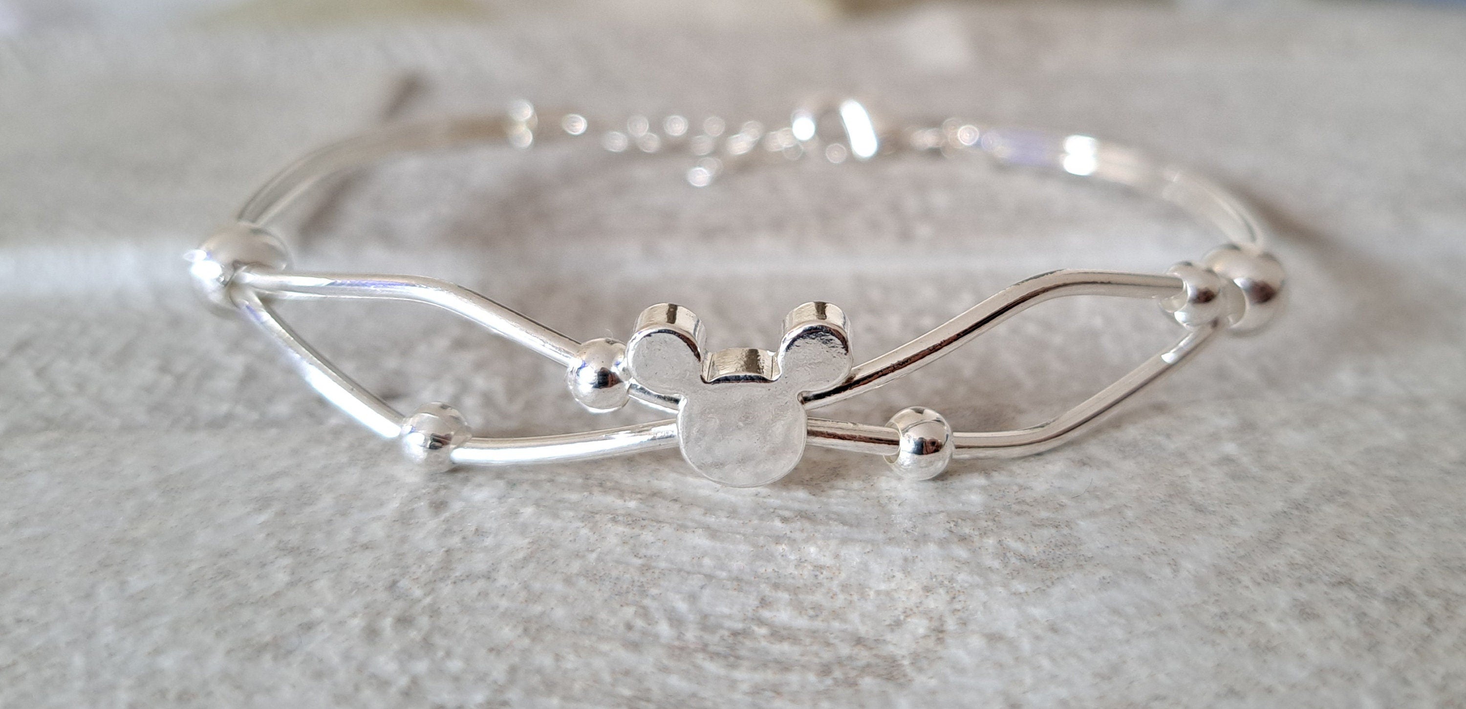 Silver 925 plated Mickey Mouse Ball Adjustable Bracelet