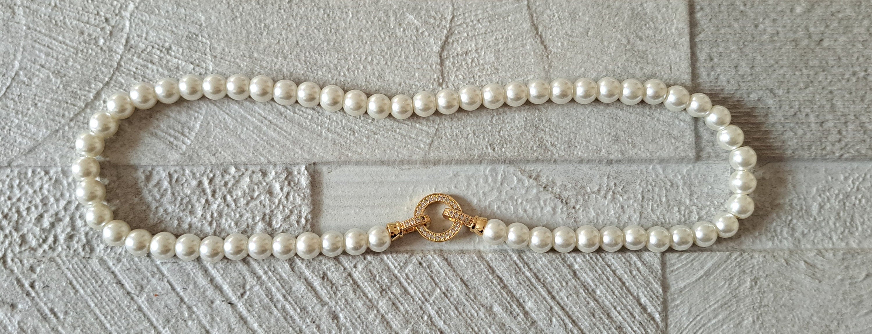 Gold Cream Pearl Swarovski Crystal Handmade Cluster Choker