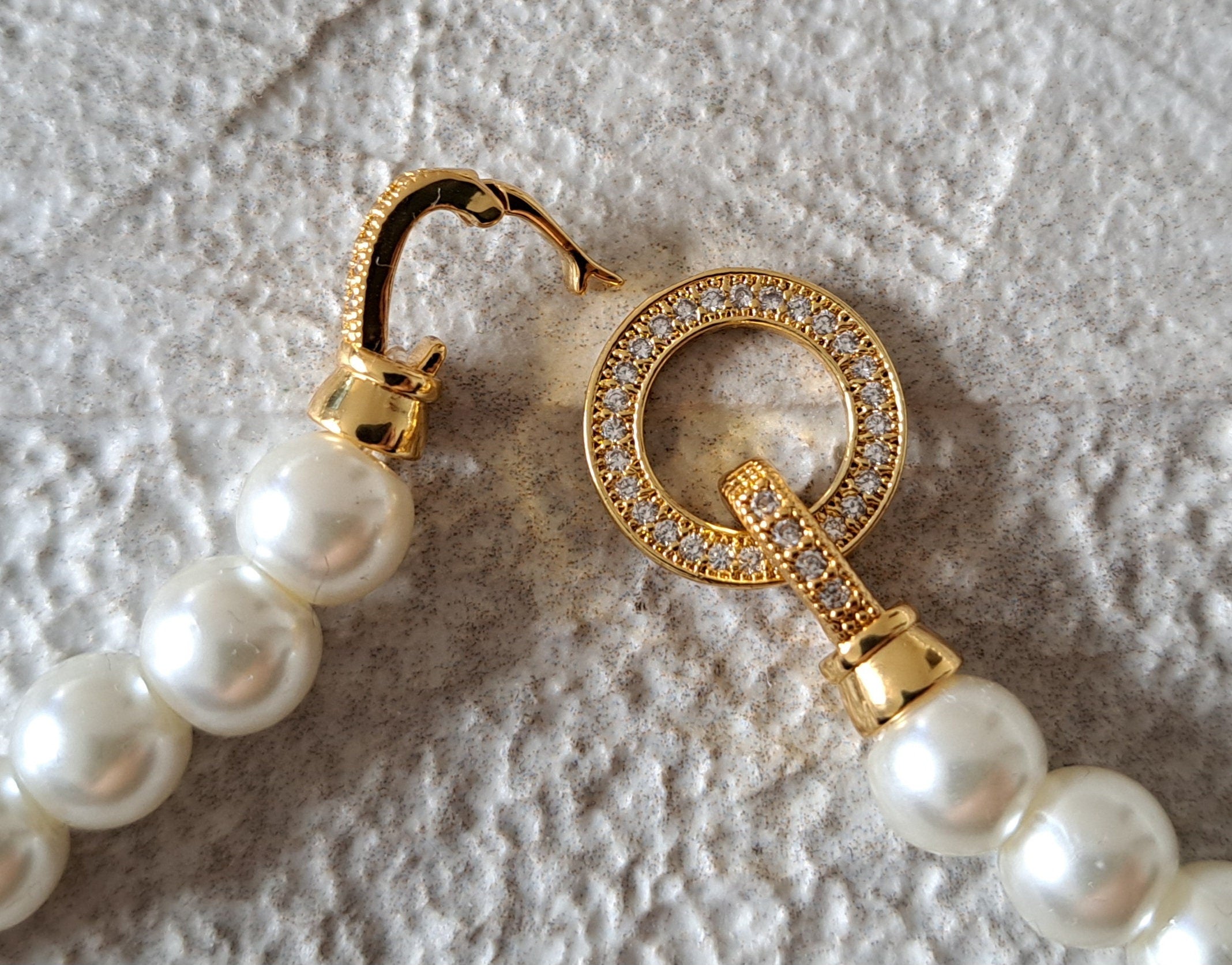 Gold Cream Pearl Swarovski Crystal Handmade Cluster Choker