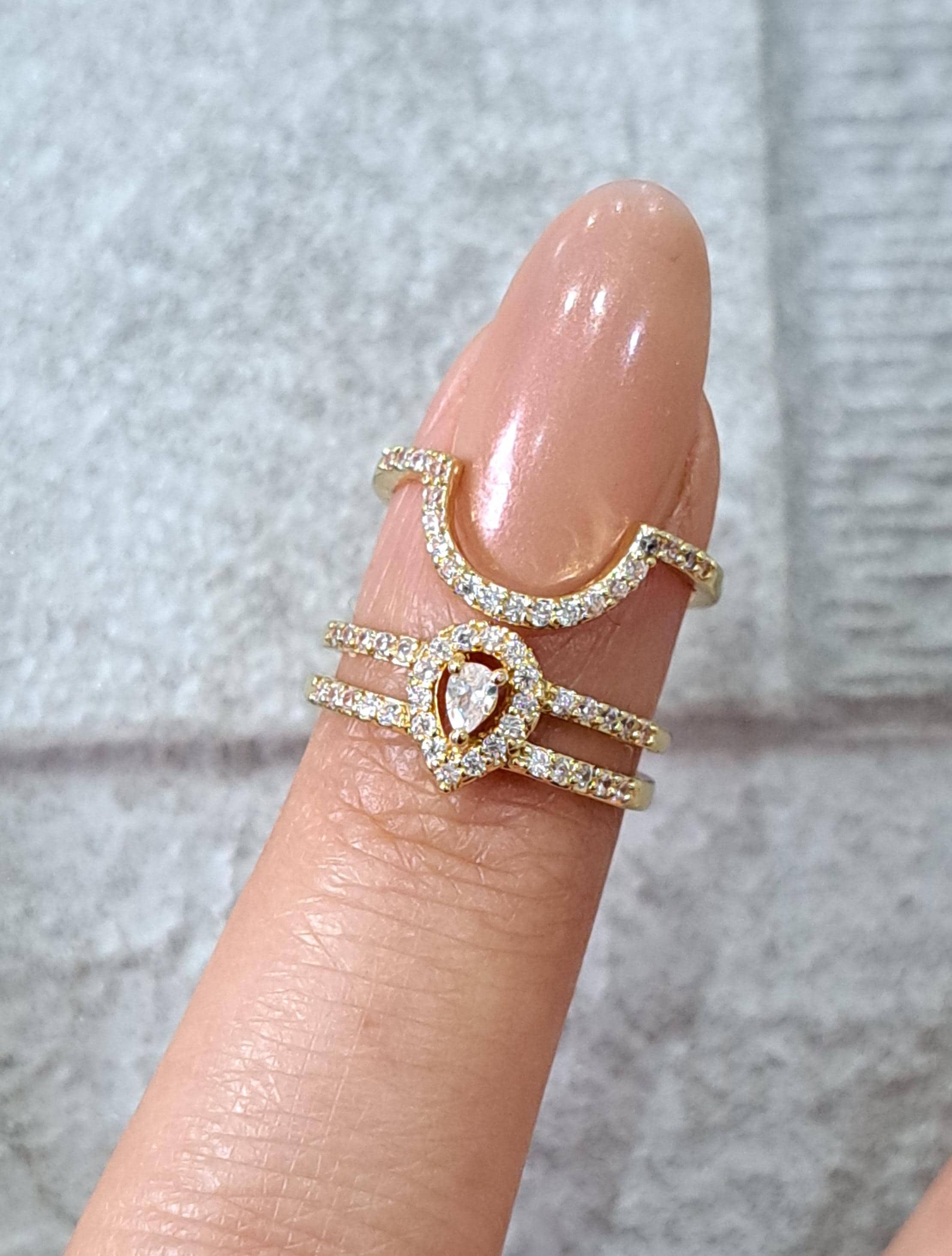 Gold Swarovski Crystal Curve Fingertip Nail Ring