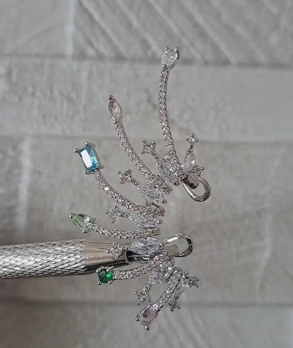 Large Ear Cuff Swarovski Wrap Climber Stud Earrings