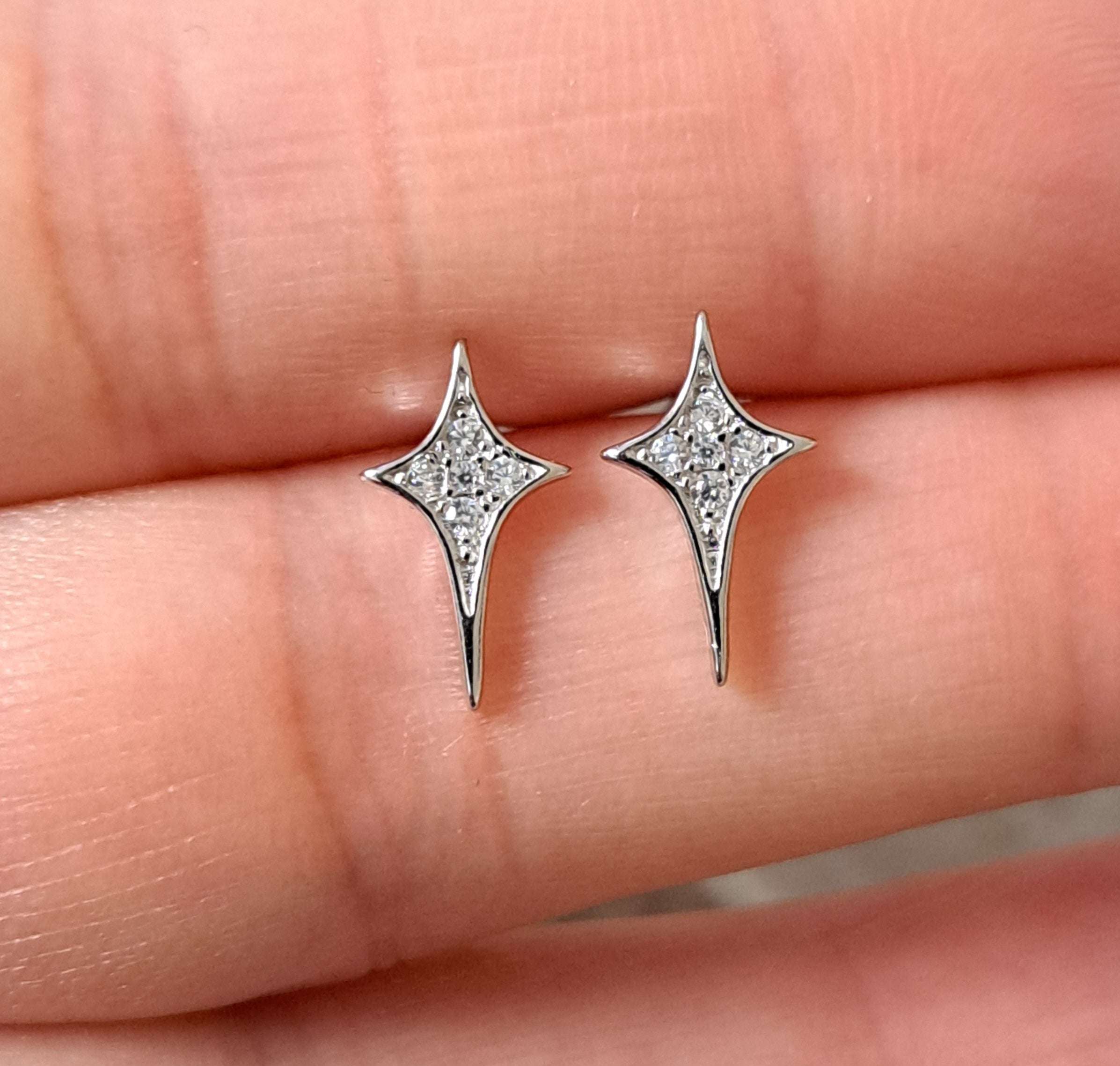 Silver 925 Cross Swarovski Crystal Star Earrings